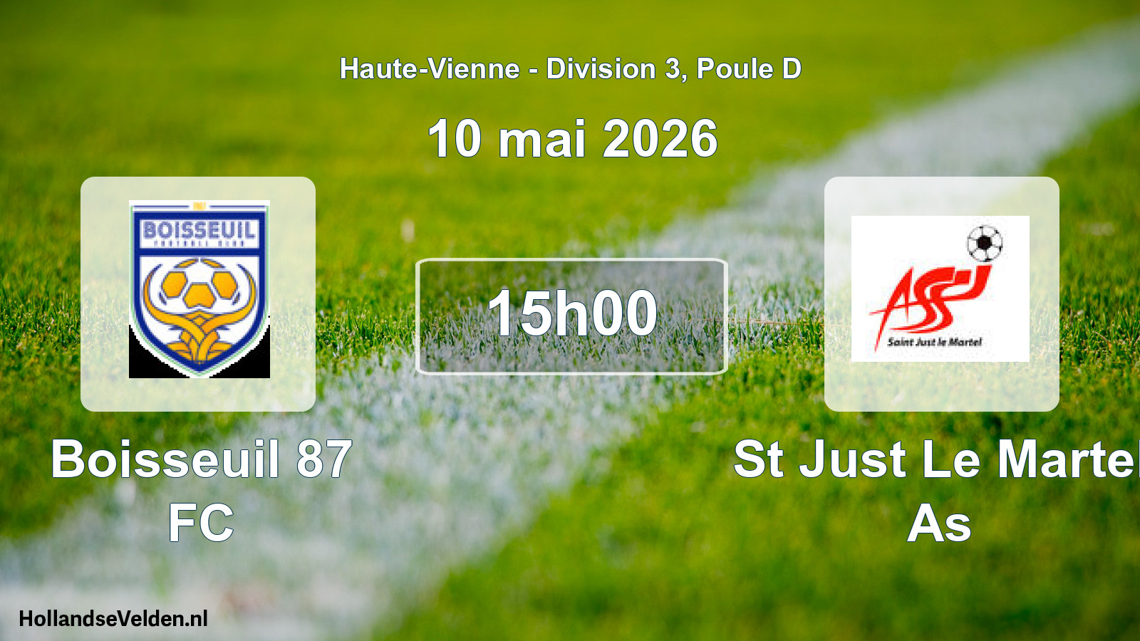 Match programmé: Boisseuil 87 FC - St Just Le Martel As (10 mai 2026)