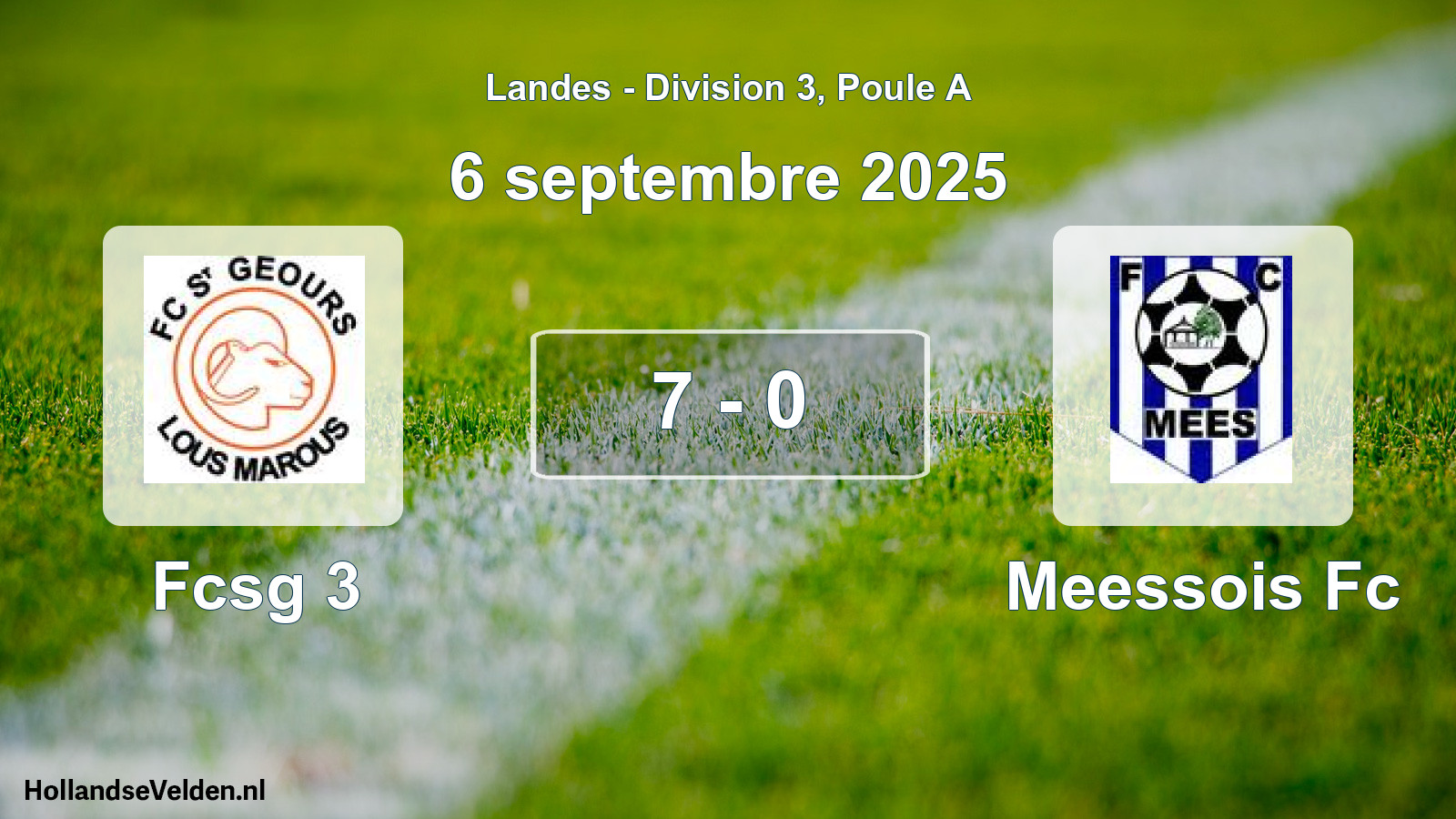 Gespeelde wedstrijd: Fcsg 3 - Meessois Fc 7 - 0 (6 september 2025)