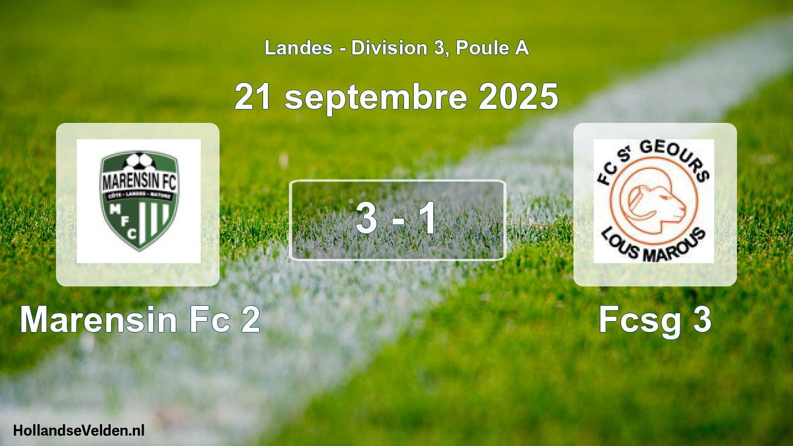 Total number of matches played: Marensin Fc 2 - Fcsg 3 3 - 1 (21 September 2025)