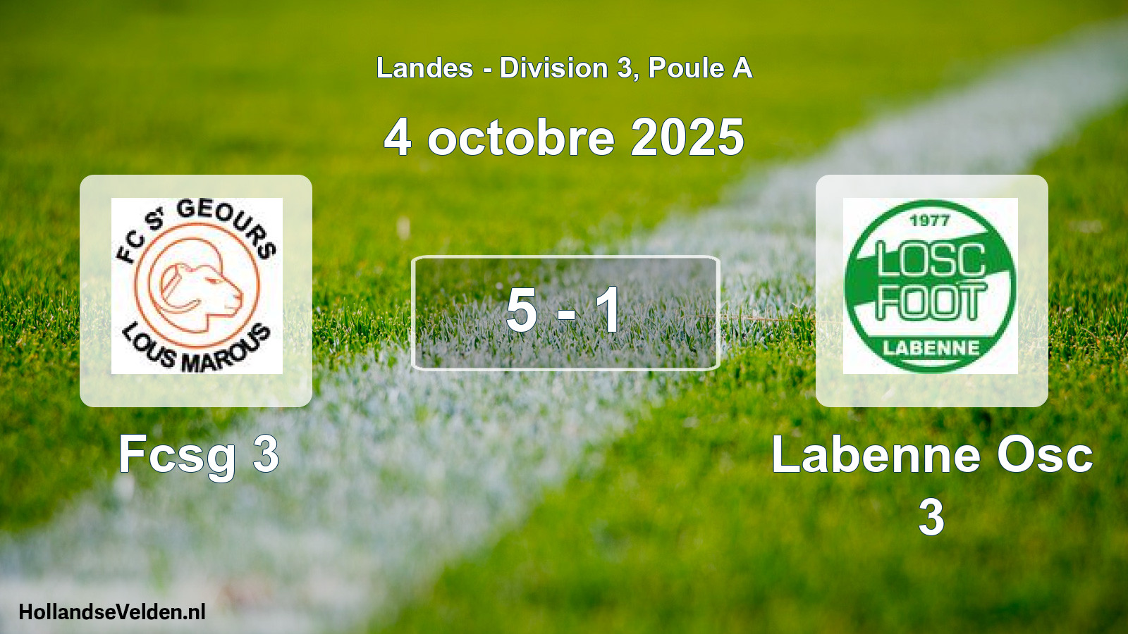 Gespeelde wedstrijd: Fcsg 3 - Labenne Osc 3 5 - 1 (4 oktober 2025)