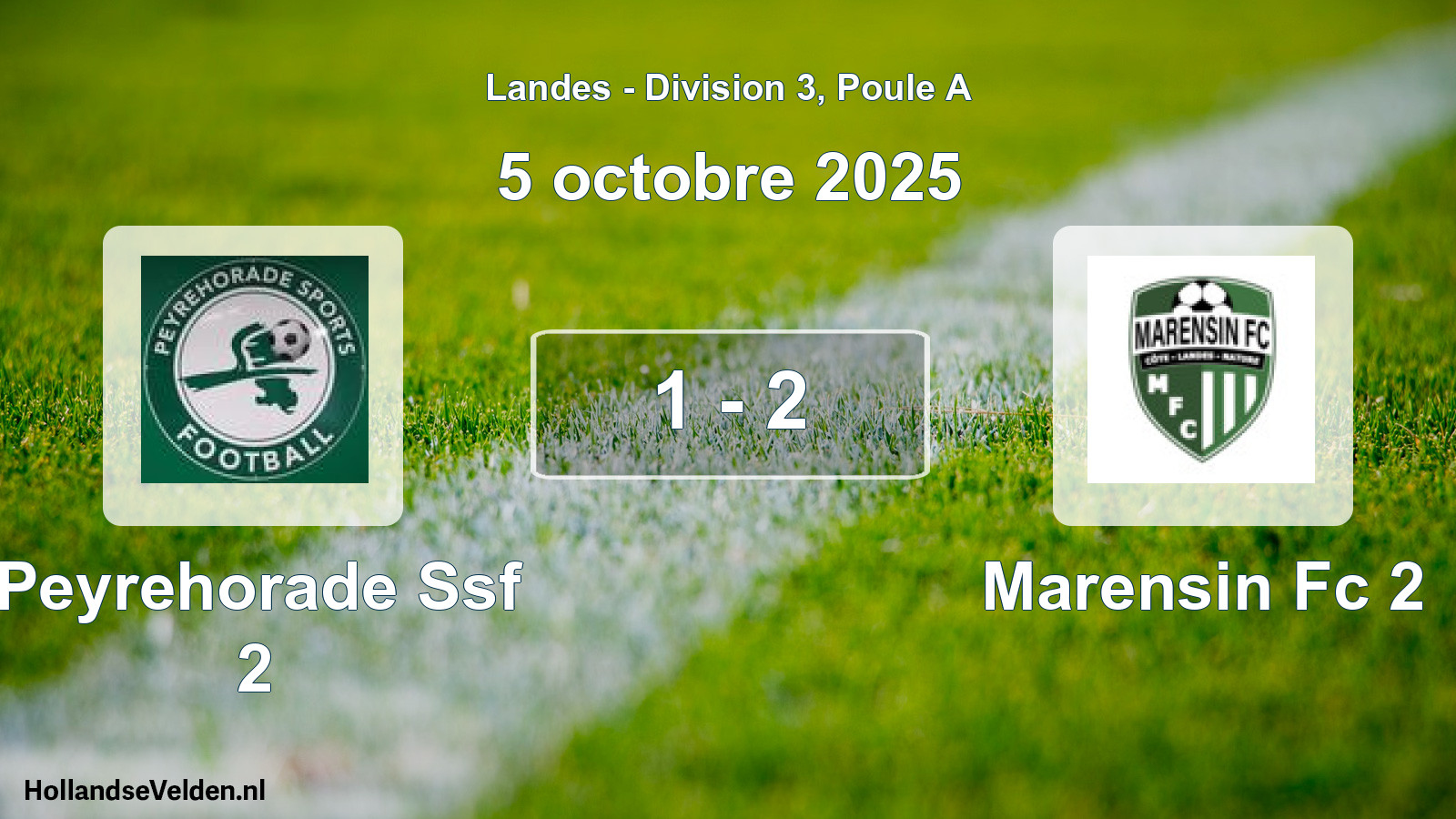 Gespeelde wedstrijd: Peyrehorade Ssf 2 - Marensin Fc 2 1 - 2 (5 oktober 2025)