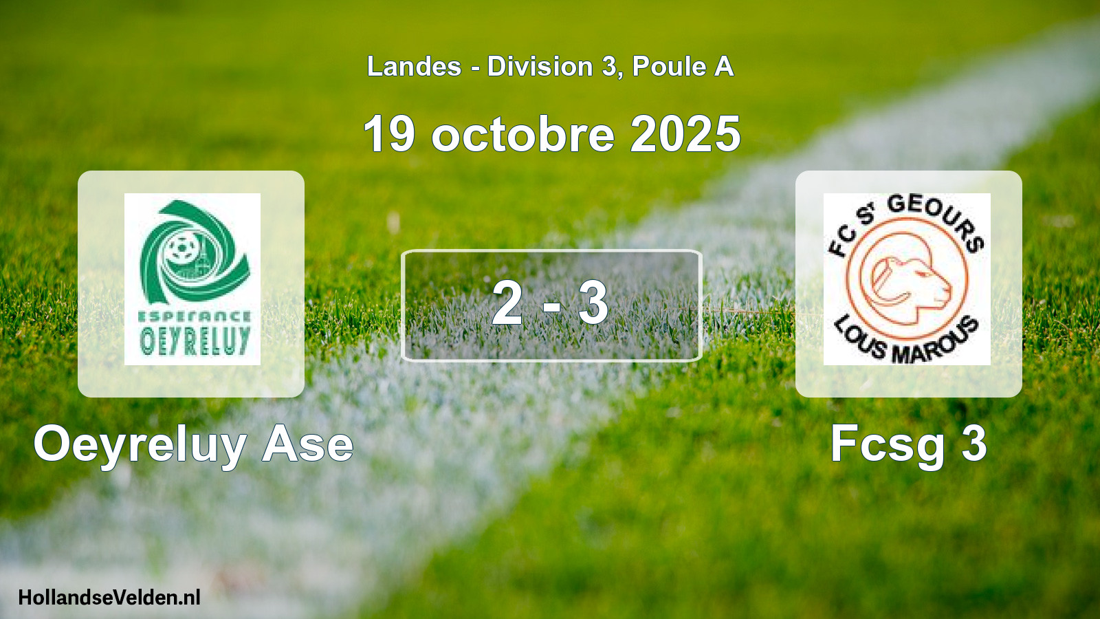 Total number of matches played: Oeyreluy Ase - Fcsg 3 2 - 3 (19 October 2025)