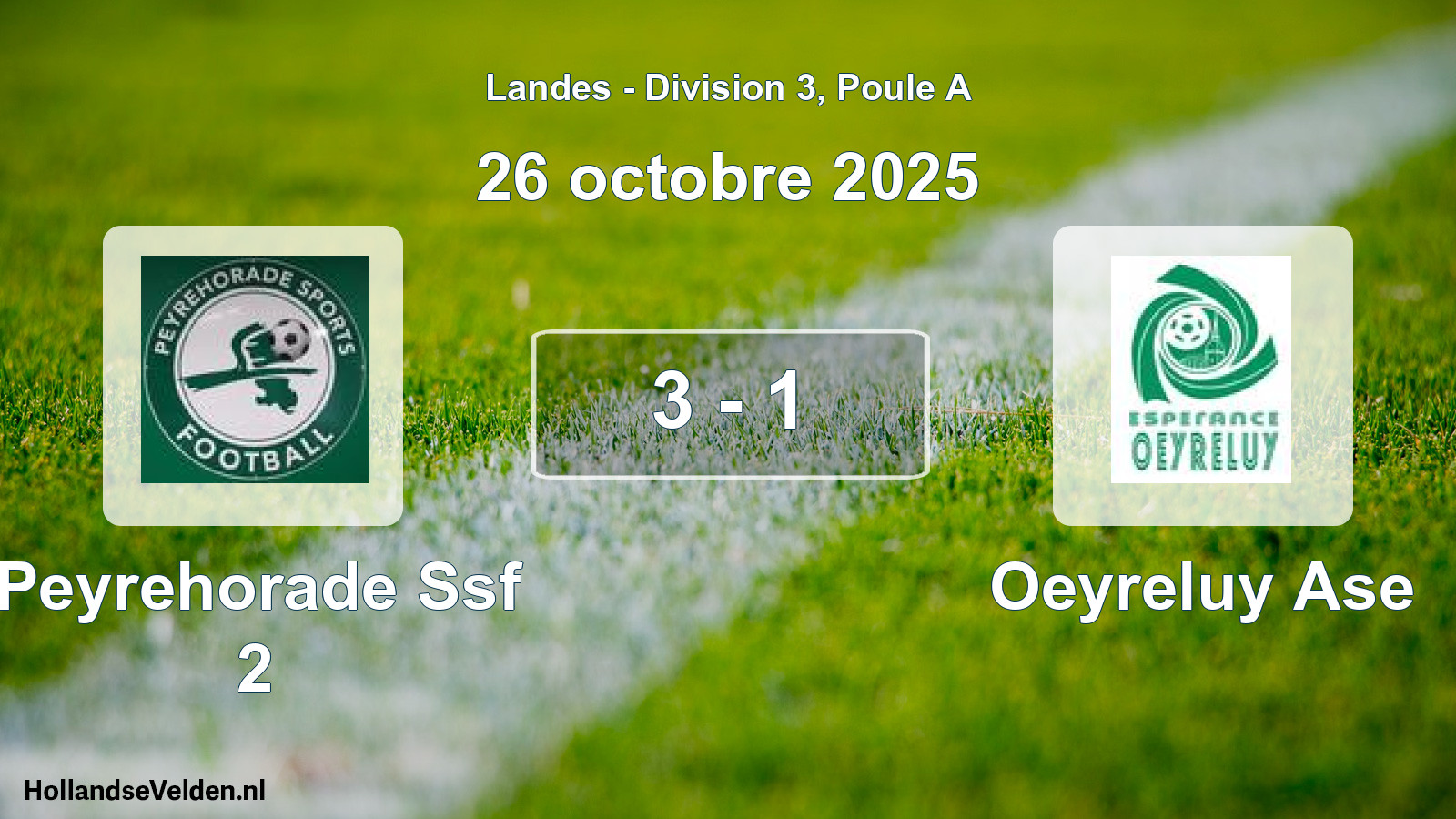 Gespeelde wedstrijd: Peyrehorade Ssf 2 - Oeyreluy Ase 3 - 1 (26 oktober 2025)