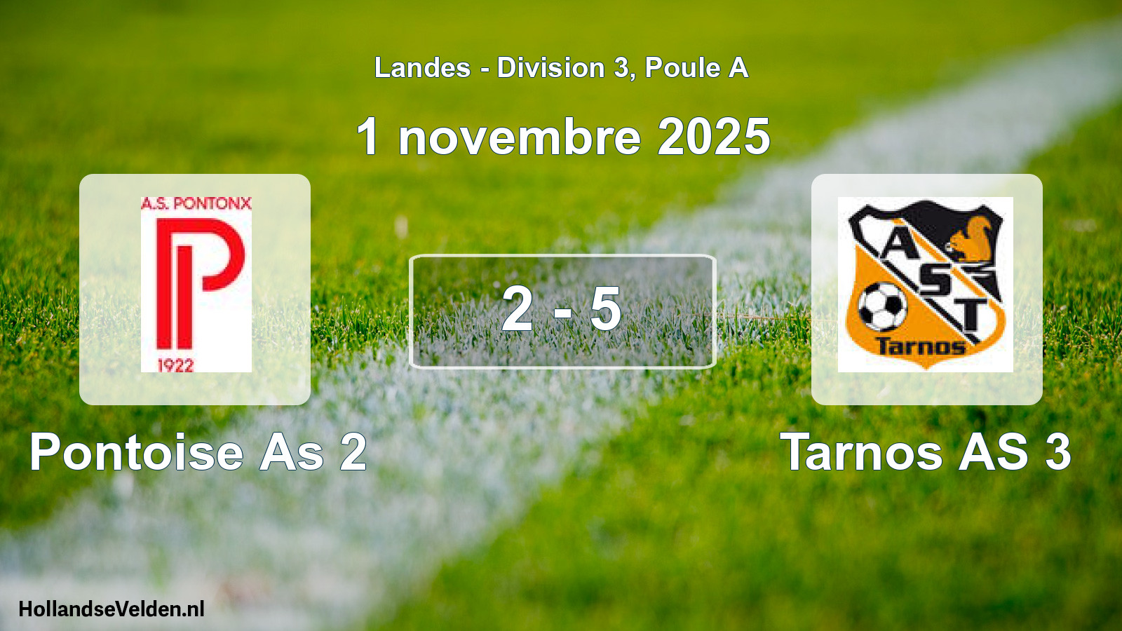 Match joué: Pontoise As 2 - Tarnos AS 3 2 - 5 (1 novembre 2025)