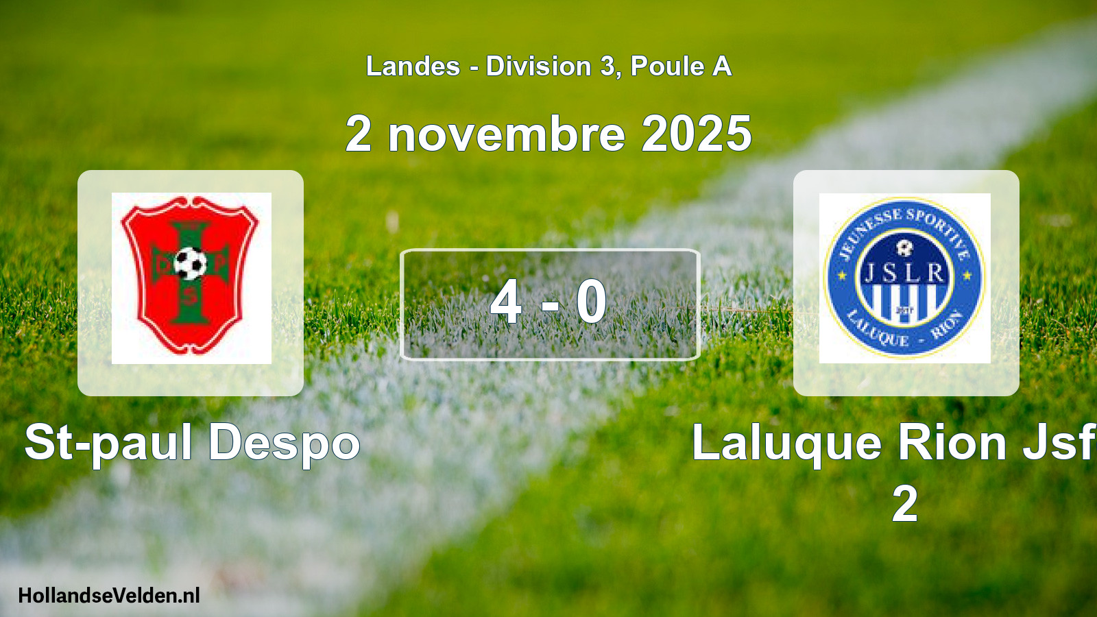 Gespeelde wedstrijd: St-paul Despo - Laluque Rion Jsfc 2 4 - 0 (2 november 2025)