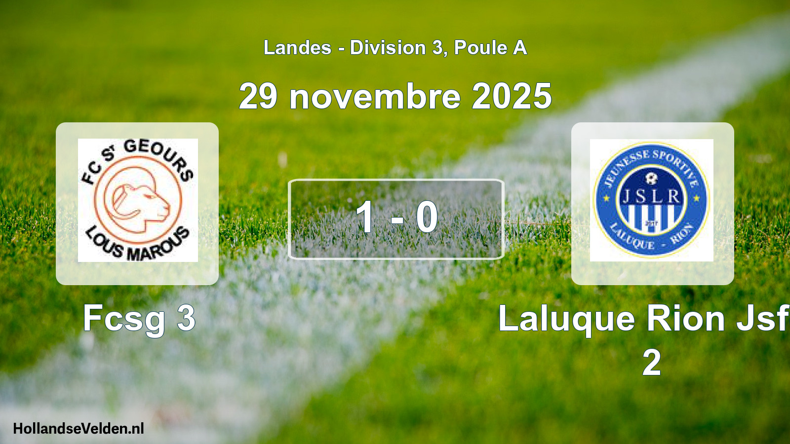 Gespeelde wedstrijd: Fcsg 3 - Laluque Rion Jsfc 2 1 - 0 (29 november 2025)