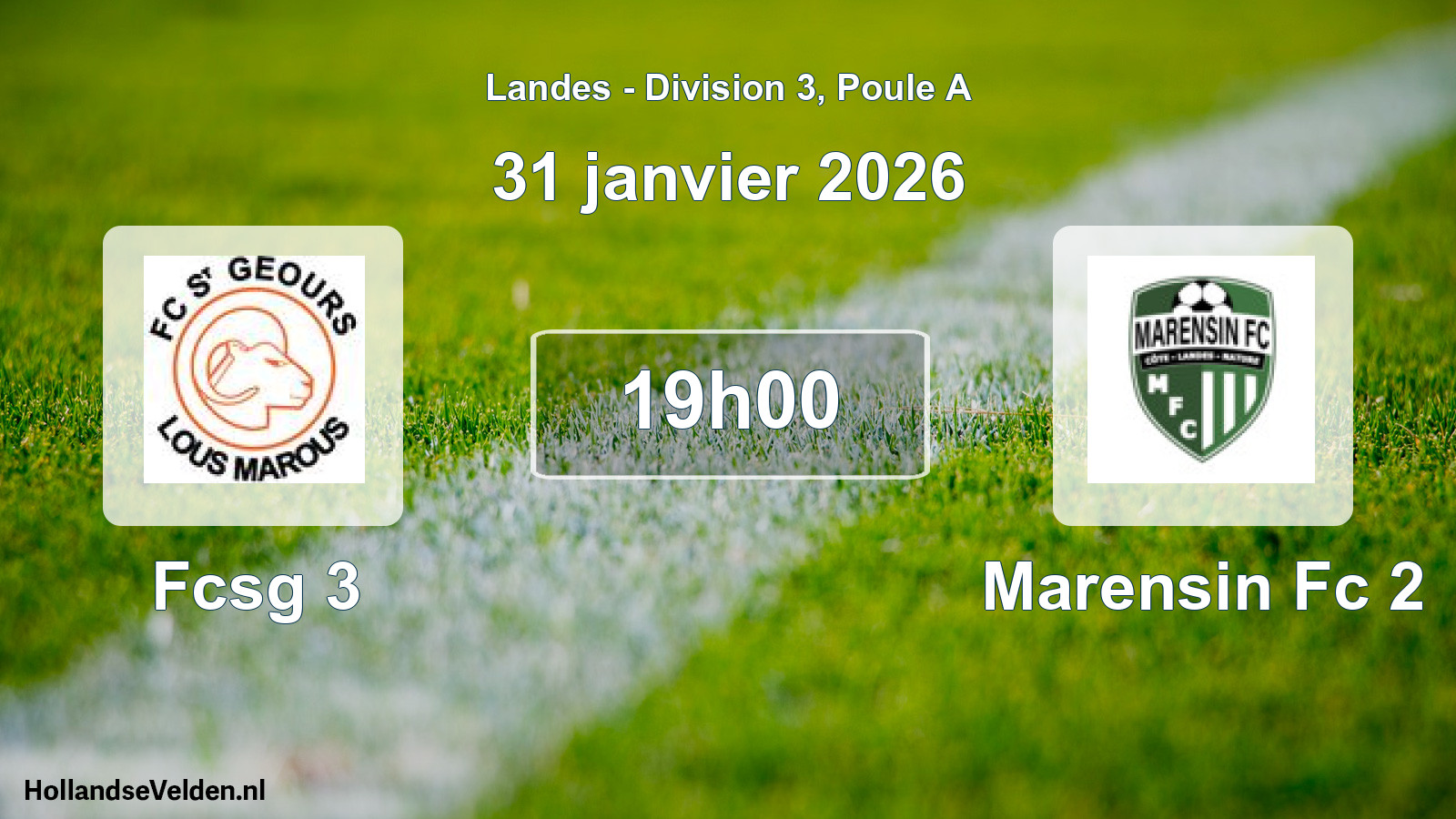 Geplande wedstrijd: Fcsg 3 - Marensin Fc 2 (31 januari 2026)