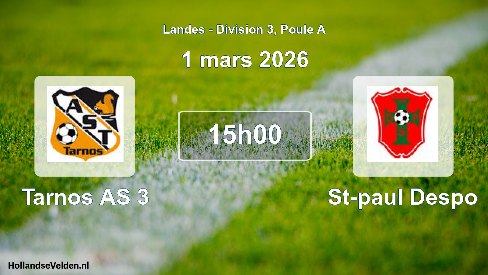 Geplande wedstrijd: Tarnos AS 3 - St-paul Despo (1 maart 2026)