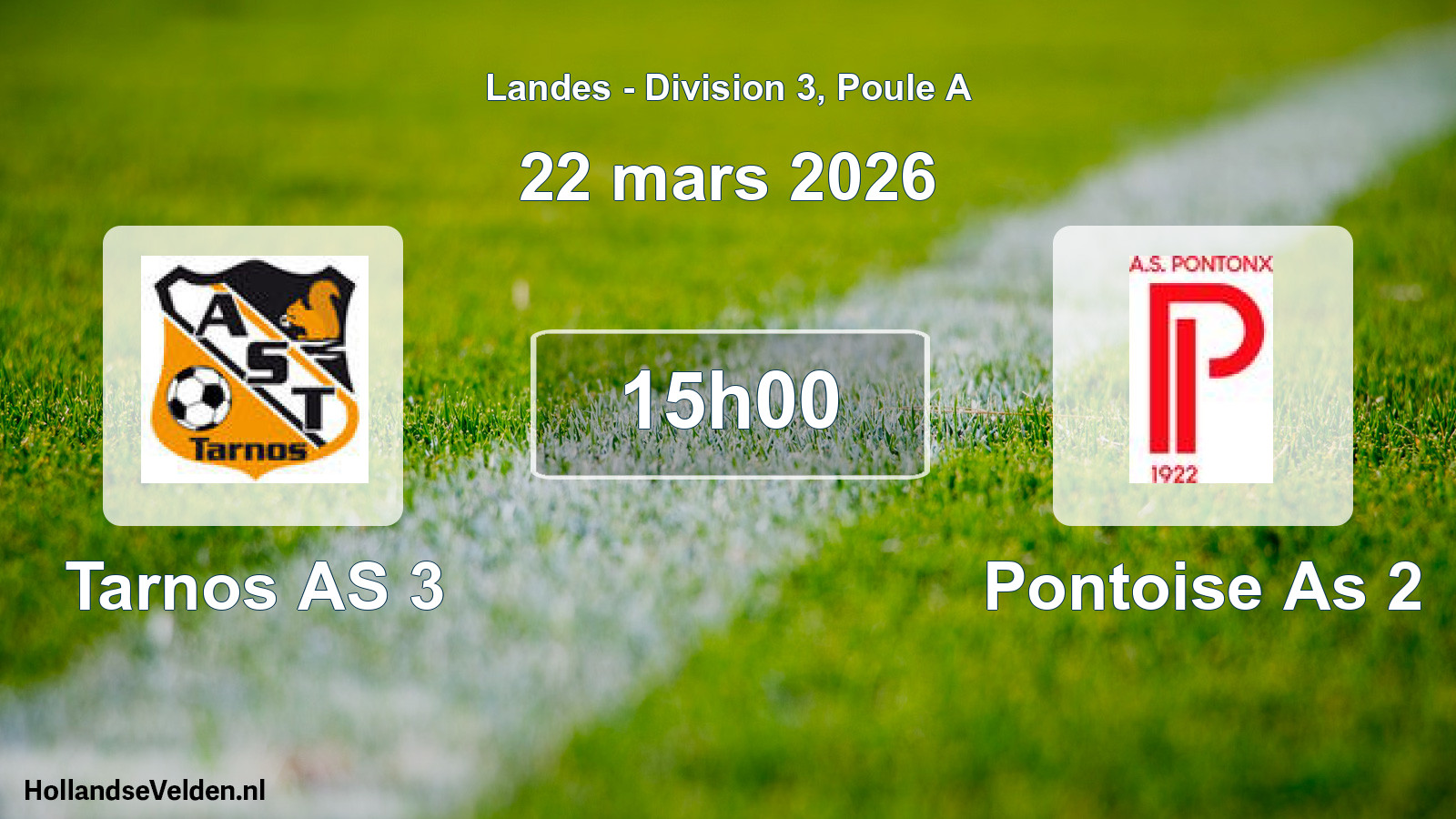 Match programmé: Tarnos AS 3 - Pontoise As 2 (22 mars 2026)