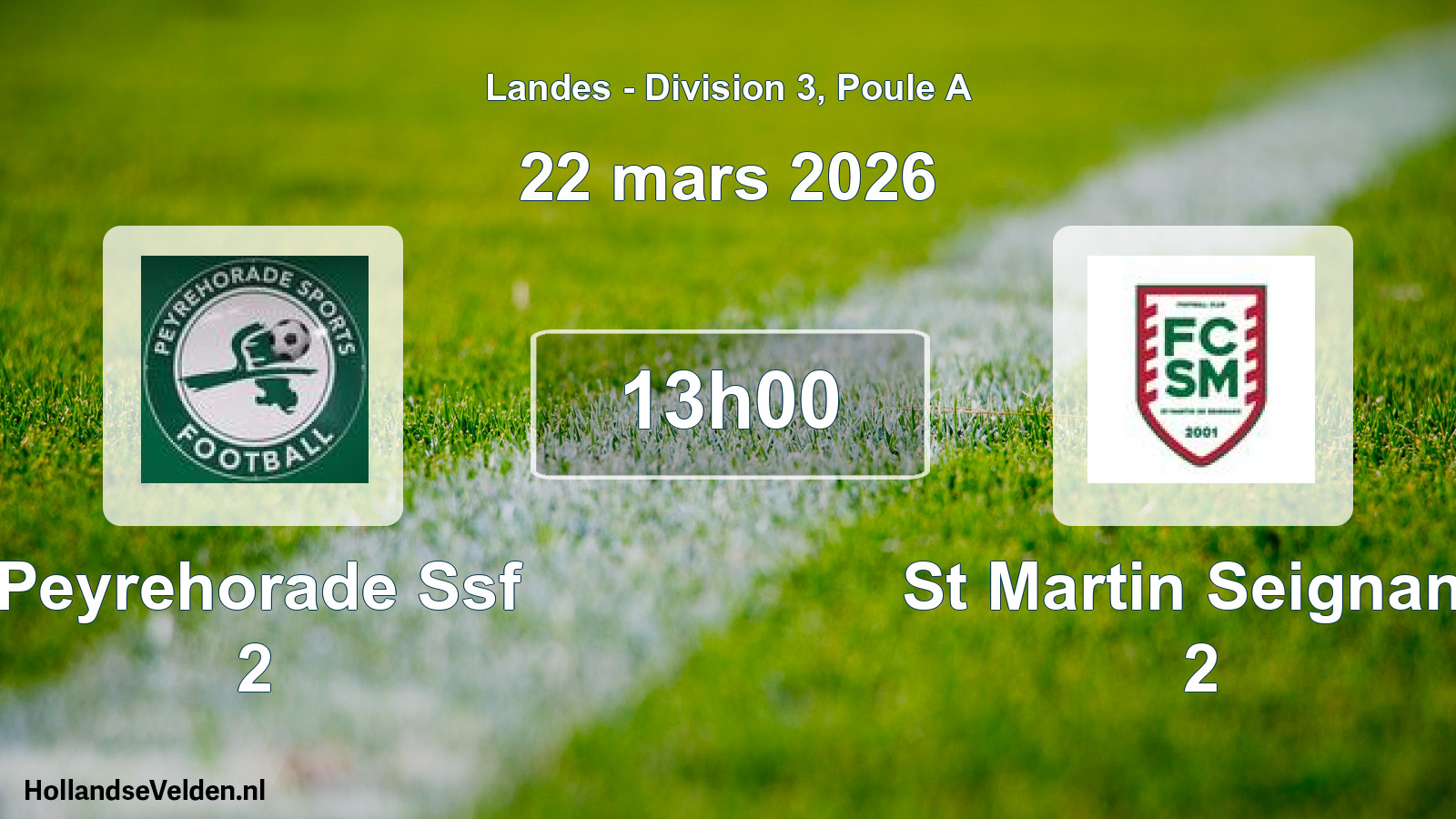 Match programmé: Peyrehorade Ssf 2 - St Martin Seignanx 2 (22 mars 2026)