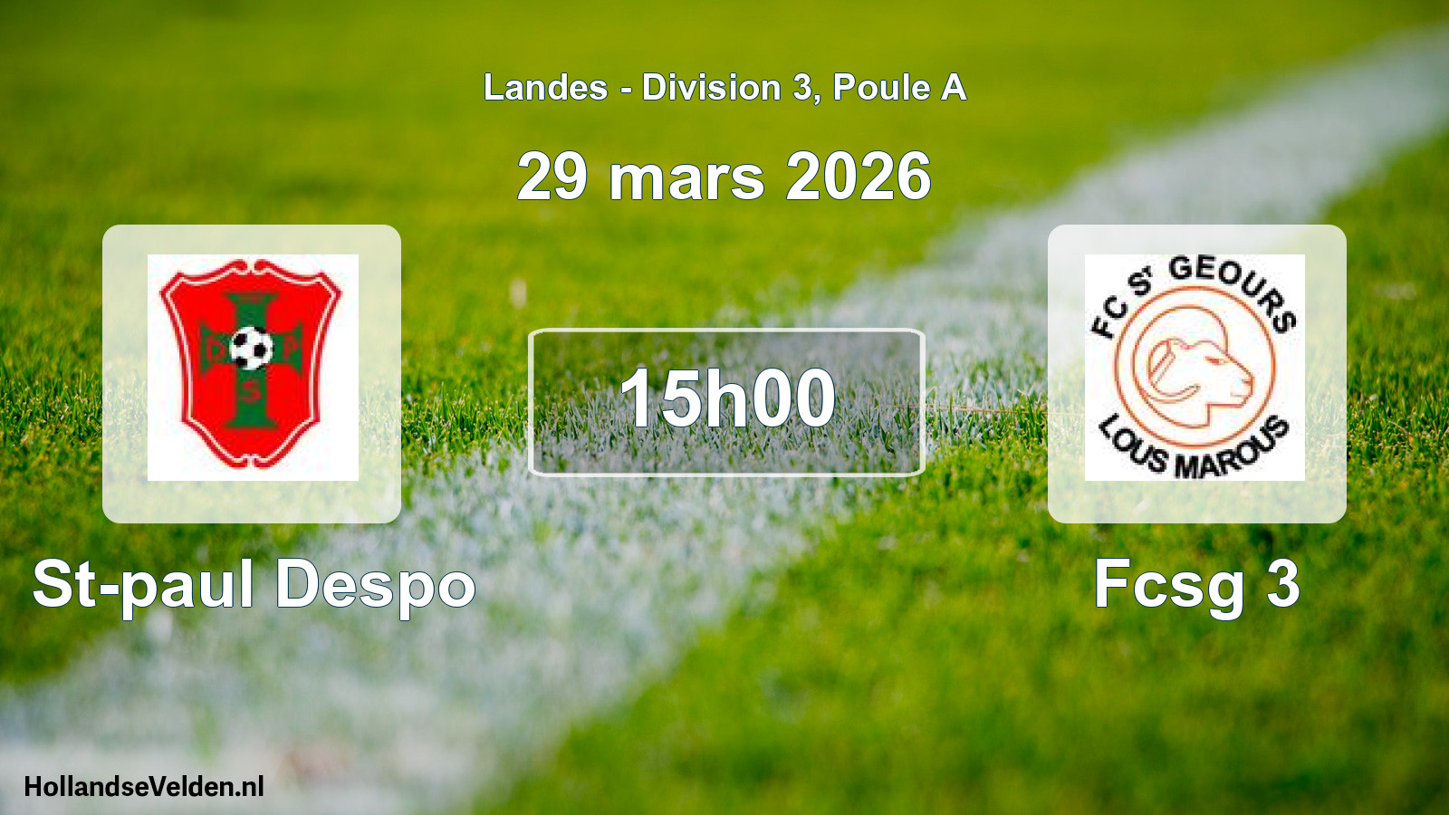 Geplande wedstrijd: St-paul Despo - Fcsg 3 (29 maart 2026)