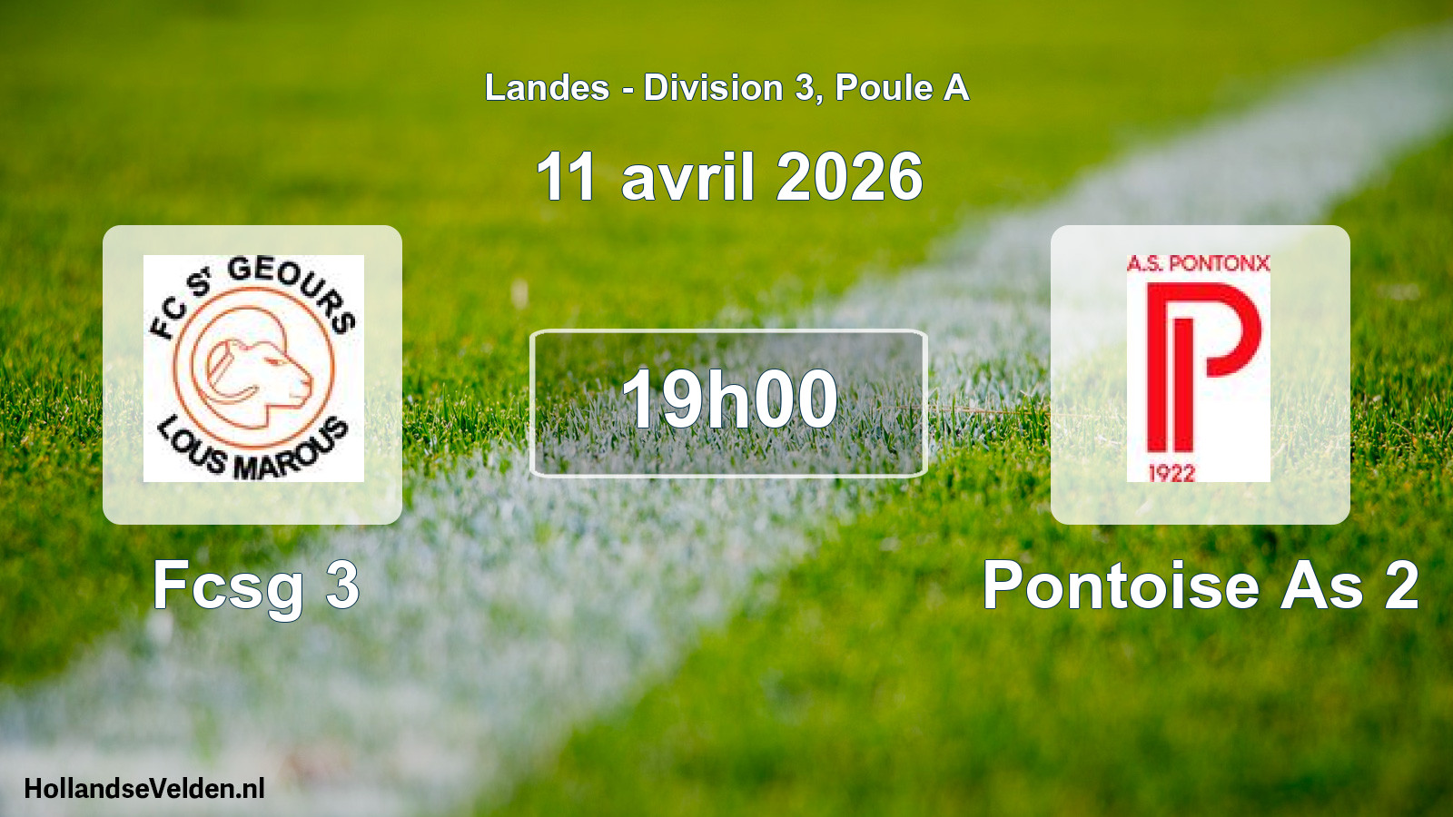 Geplande wedstrijd: Fcsg 3 - Pontoise As 2 (11 april 2026)