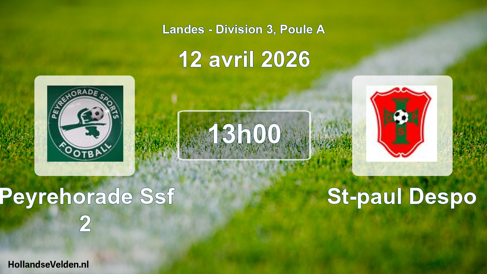 Match programmé: Peyrehorade Ssf 2 - St-paul Despo (12 avril 2026)