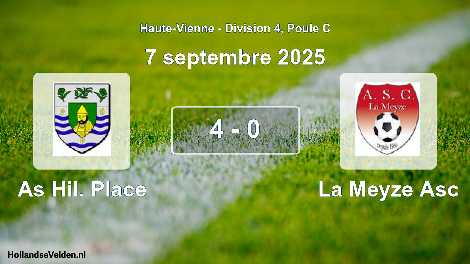 Gespeelde wedstrijd: As Hil. Place - La Meyze Asc 4 - 0 (7 september 2025)