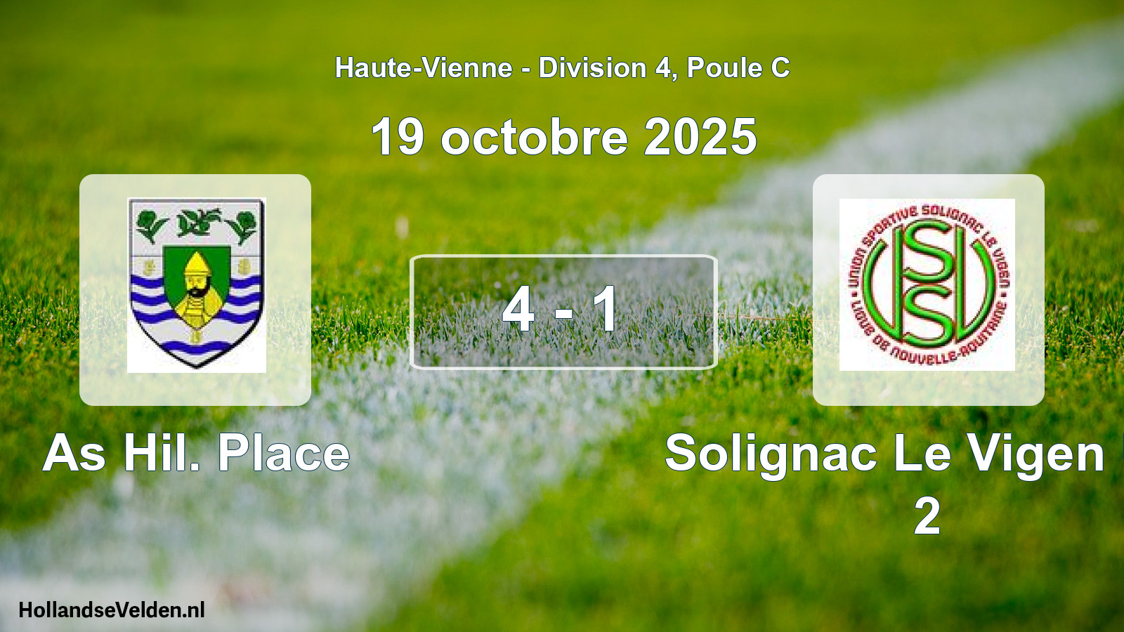 Gespeelde wedstrijd: As Hil. Place - Solignac Le Vigen US 2 4 - 1 (19 oktober 2025)