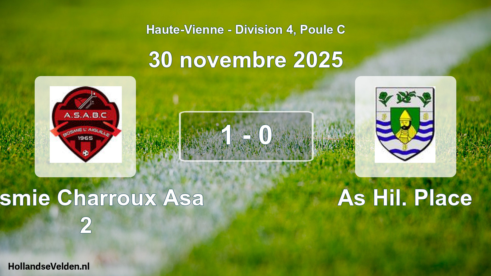 Gespeelde wedstrijd: Bosmie Charroux Asa 2 - As Hil. Place 1 - 0 (30 november 2025)