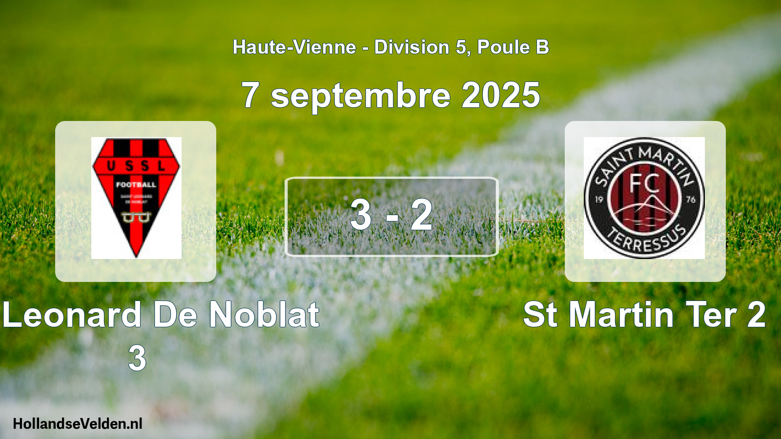 Gespeelde wedstrijd: St Leonard De Noblat 3 - St Martin Ter 2 3 - 2 (7 september 2025)