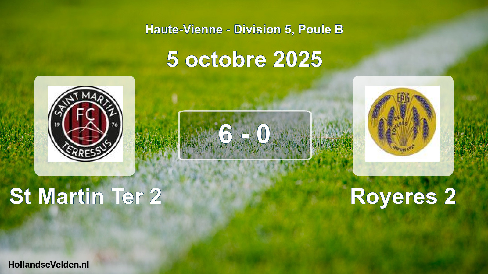 Gespeelde wedstrijd: St Martin Ter 2 - Royeres 2 6 - 0 (5 oktober 2025)