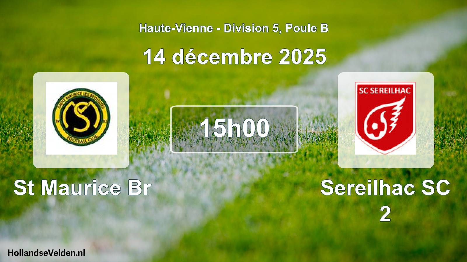 Geplande wedstrijd: St Maurice Br - Sereilhac SC 2 (14 december 2025)