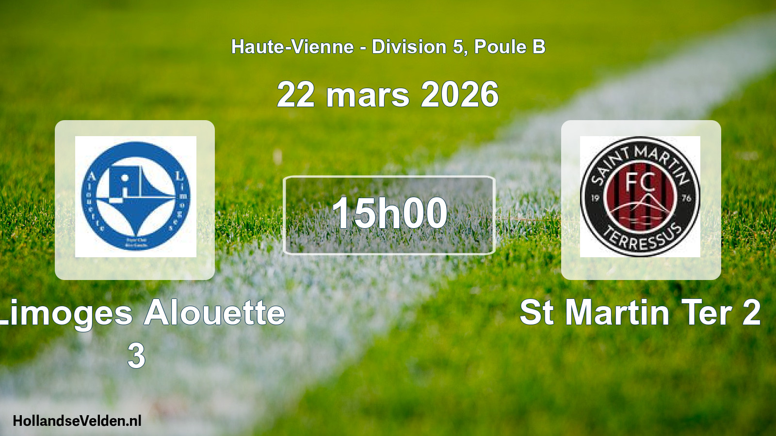 Geplande wedstrijd: Limoges Alouette 3 - St Martin Ter 2 (22 maart 2026)