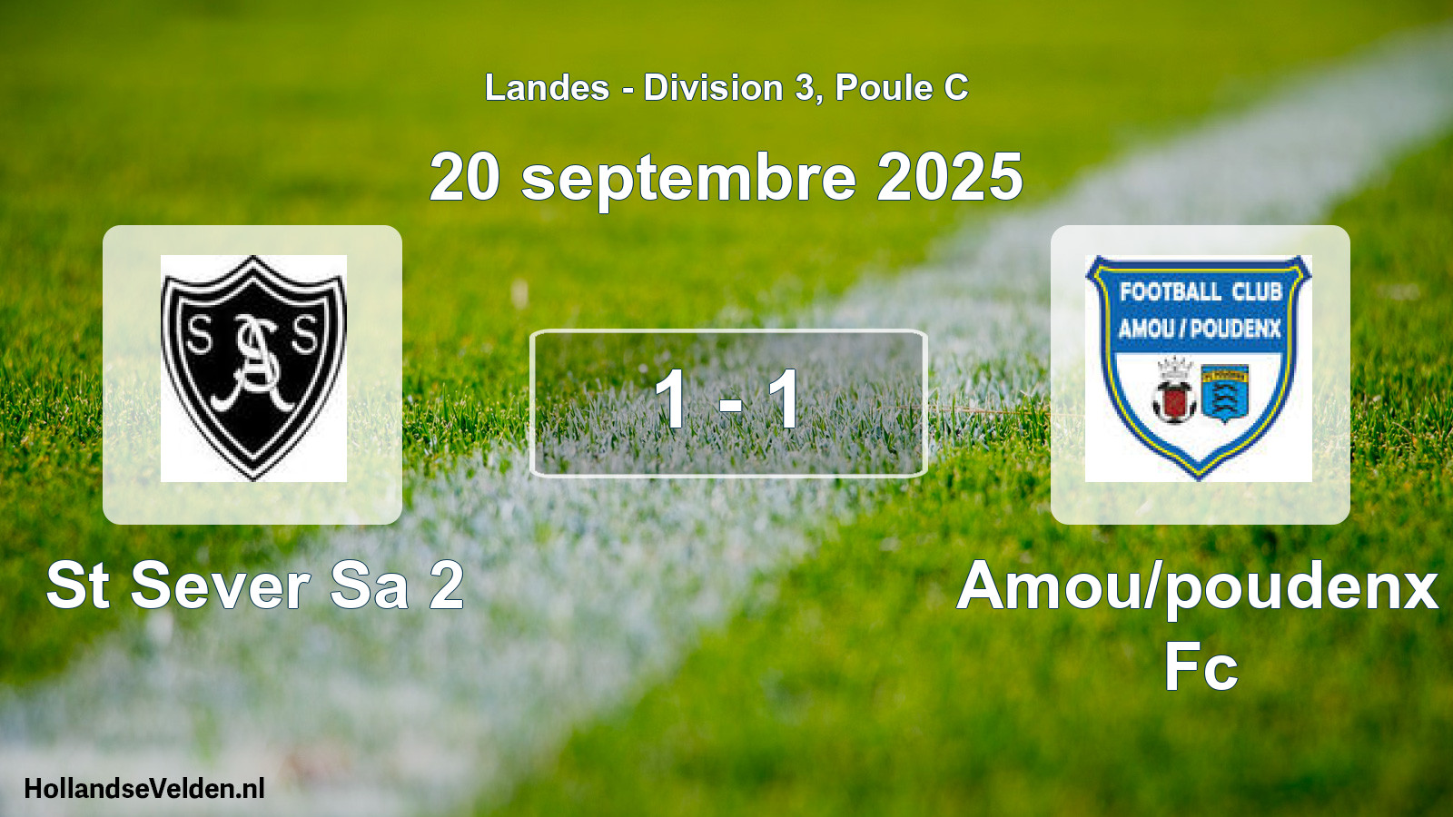 Match joué: St Sever Sa 2 - Amou/poudenx Fc 1 - 1 (20 septembre 2025)