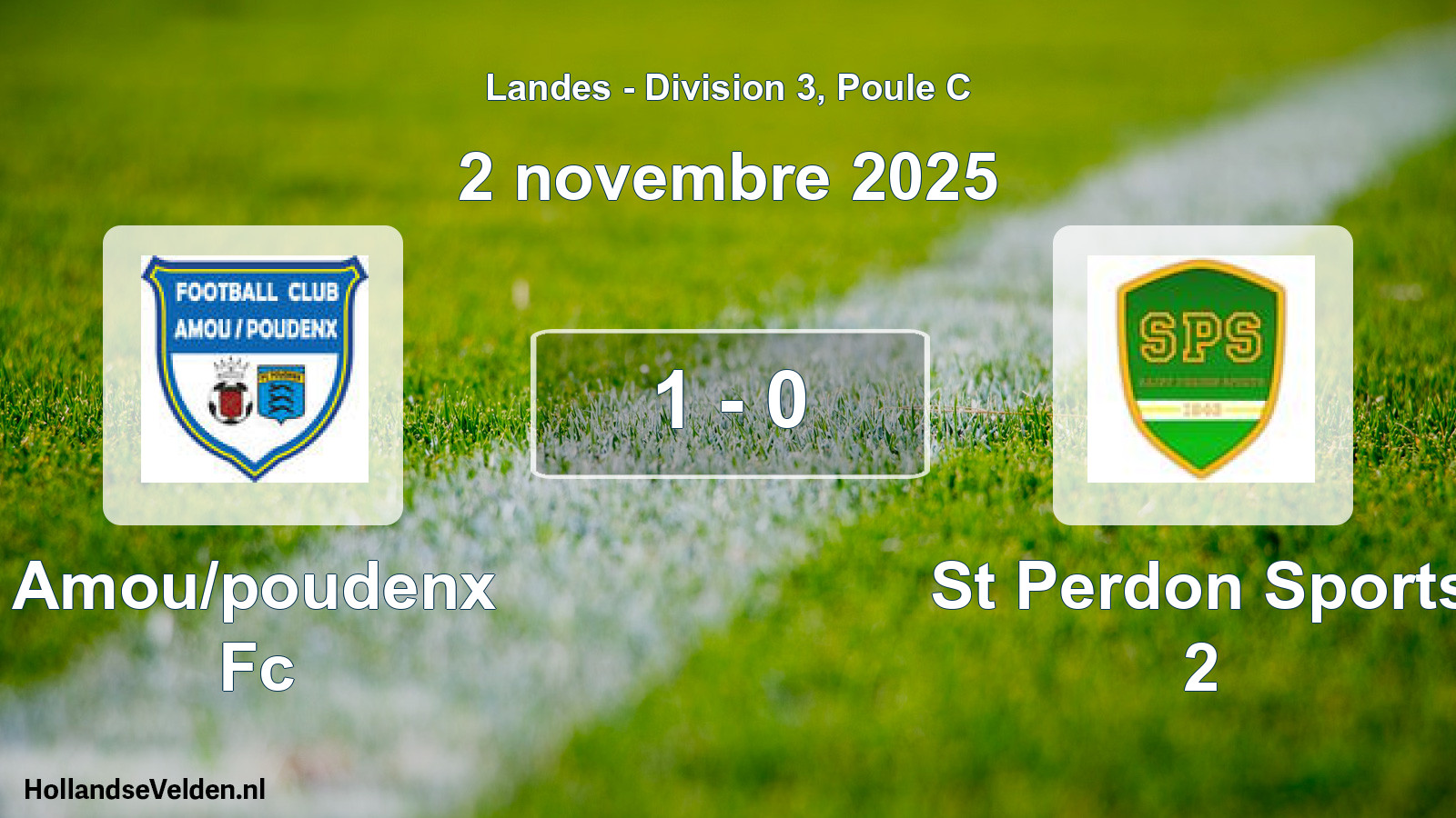 Match joué: Amou/poudenx Fc - St Perdon Sports 2 1 - 0 (2 novembre 2025)