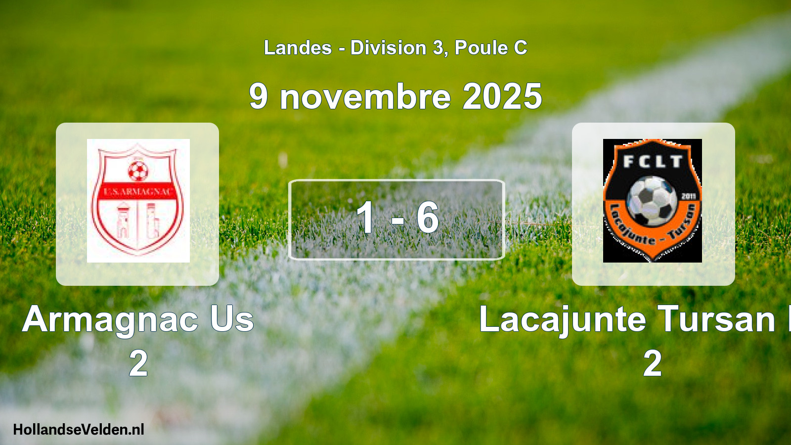 Match joué: Armagnac Us 2 - Lacajunte Tursan Fc 2 1 - 6 (9 novembre 2025)