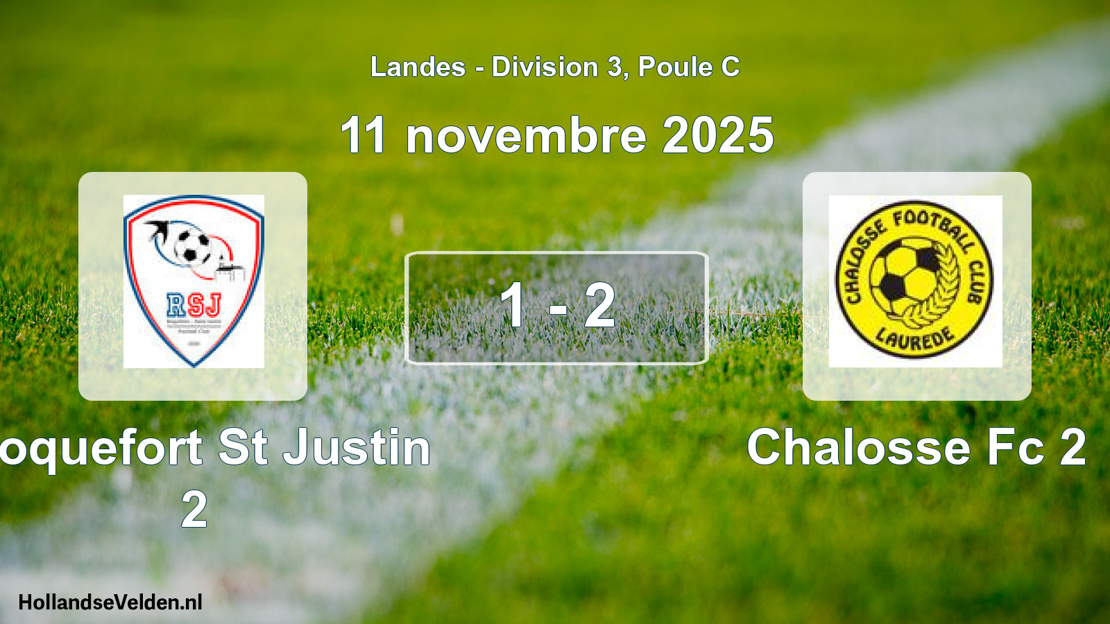 Gespeelde wedstrijd: Roquefort St Justin 2 - Chalosse Fc 2 1 - 2 (11 november 2025)