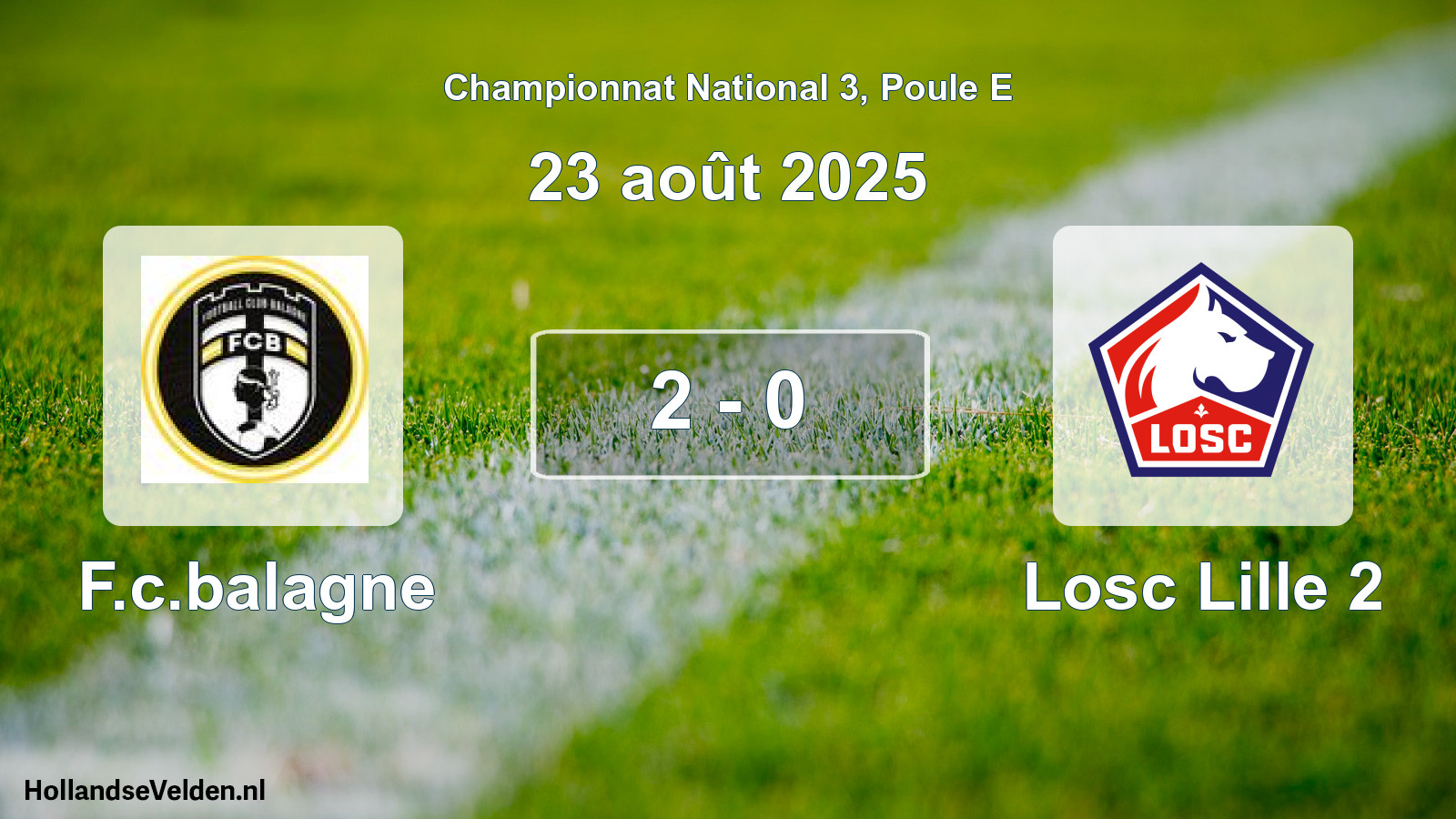 Gespeelde wedstrijd: F.c.balagne - Losc Lille 2 2 - 0 (23 août 2025)