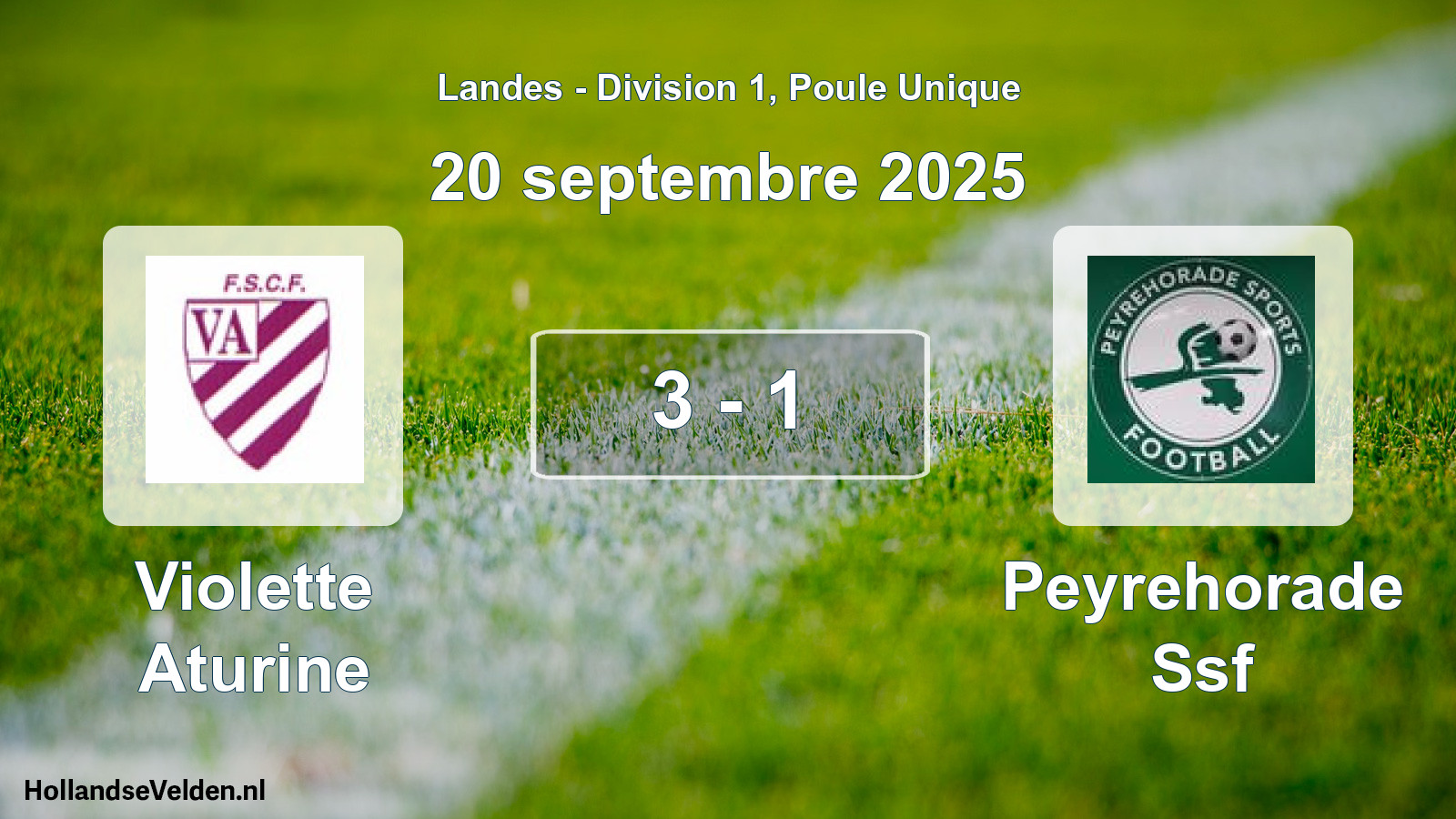 Total number of matches played: Violette Aturine - Peyrehorade Ssf 3 - 1 (20 September 2025)