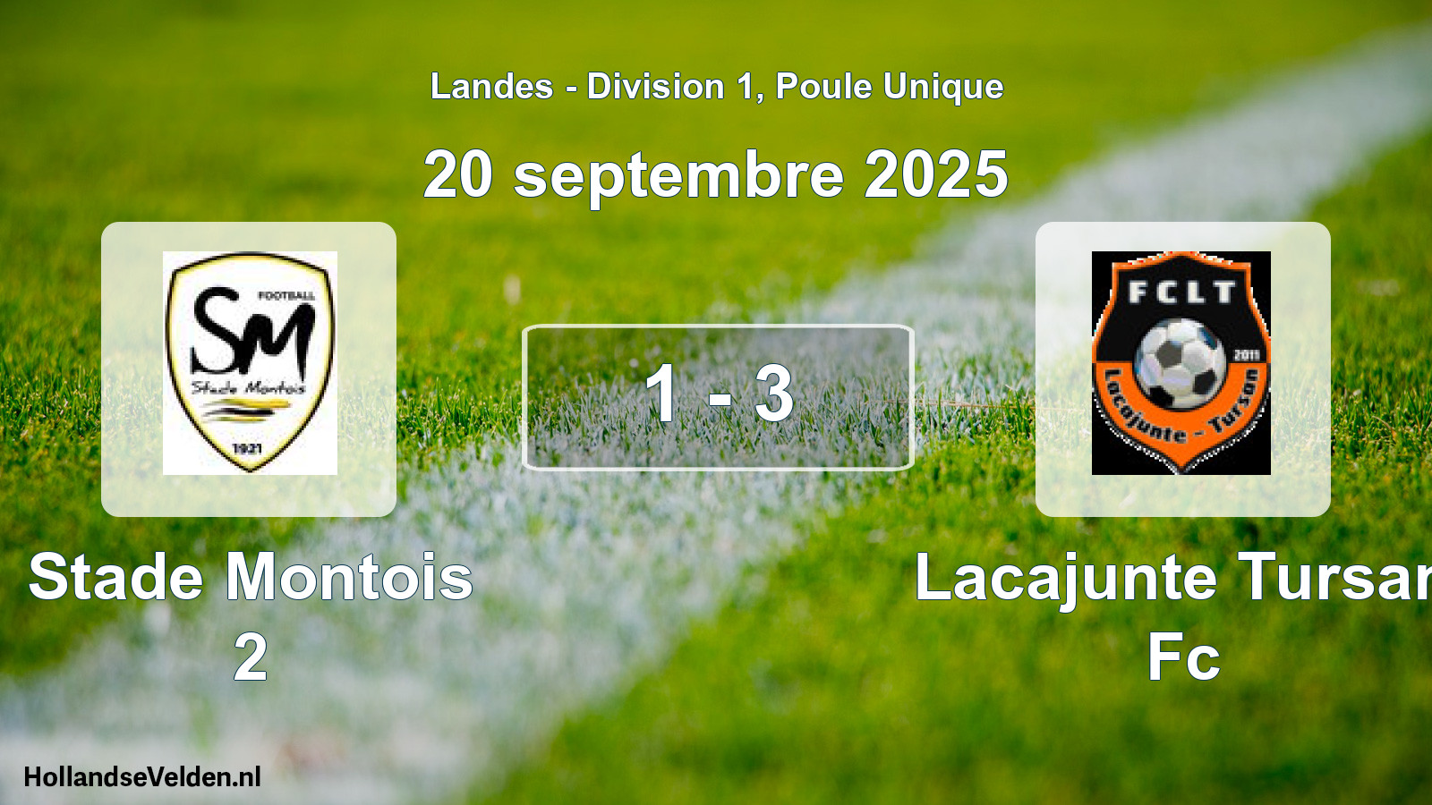 Gespeelde wedstrijd: Stade Montois 2 - Lacajunte Tursan Fc 1 - 3 (20 september 2025)