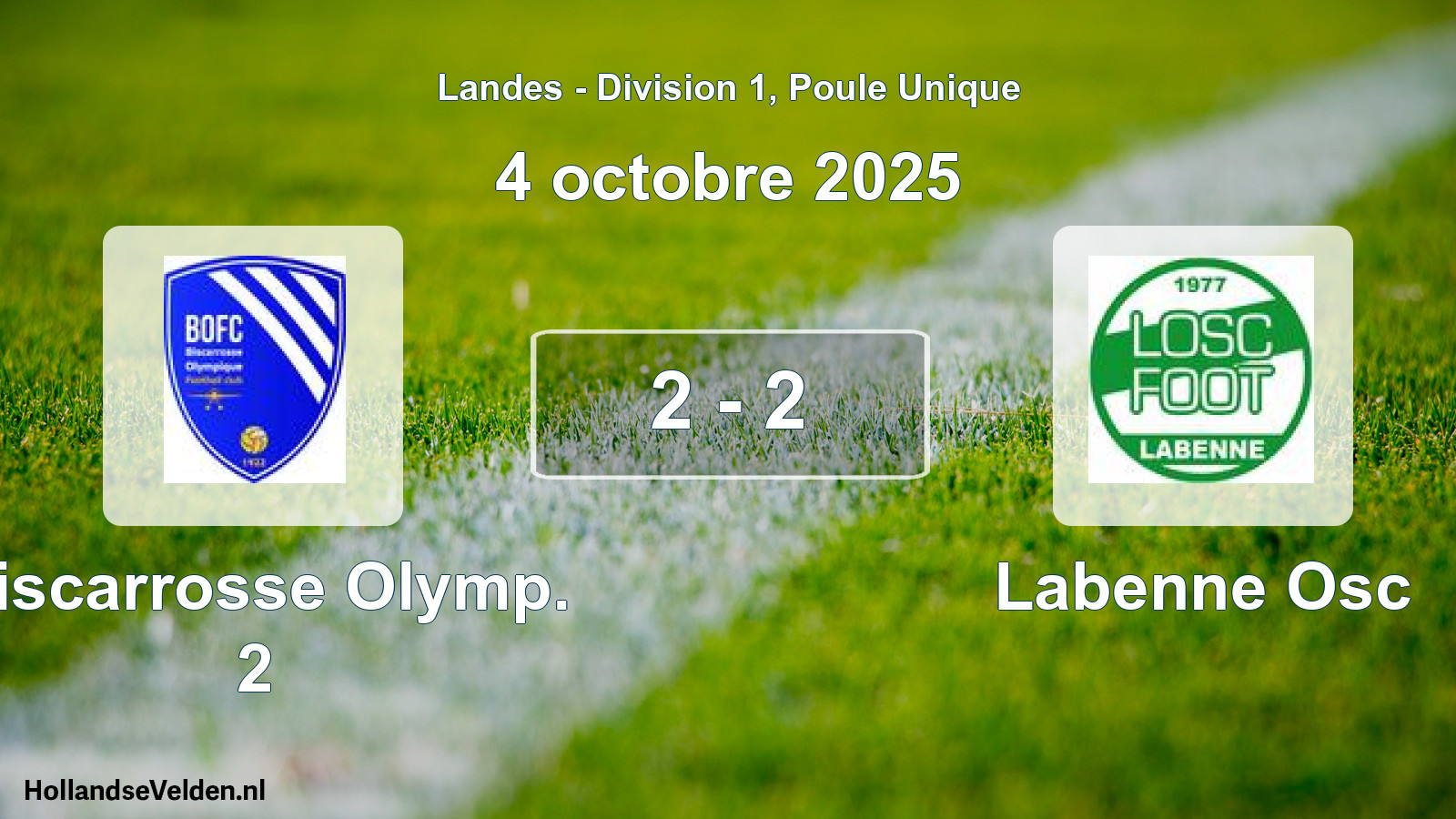 Gespeelde wedstrijd: Biscarrosse Olymp. 2 - Labenne Osc 2 - 2 (4 oktober 2025)