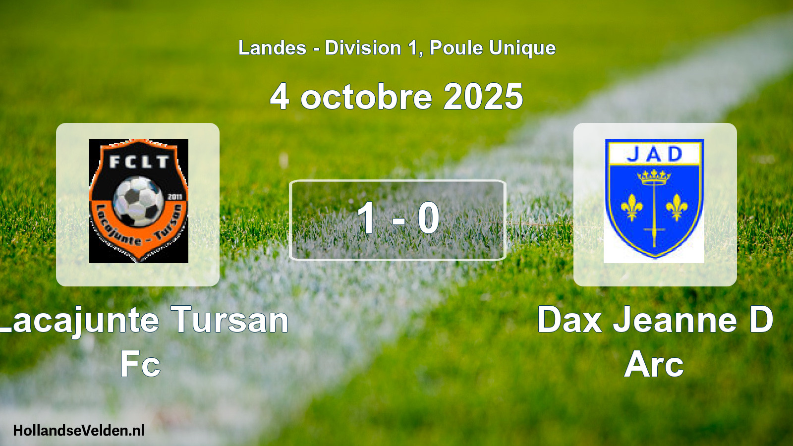 Match joué: Lacajunte Tursan Fc - Dax Jeanne D Arc 1 - 0 (4 octobre 2025)