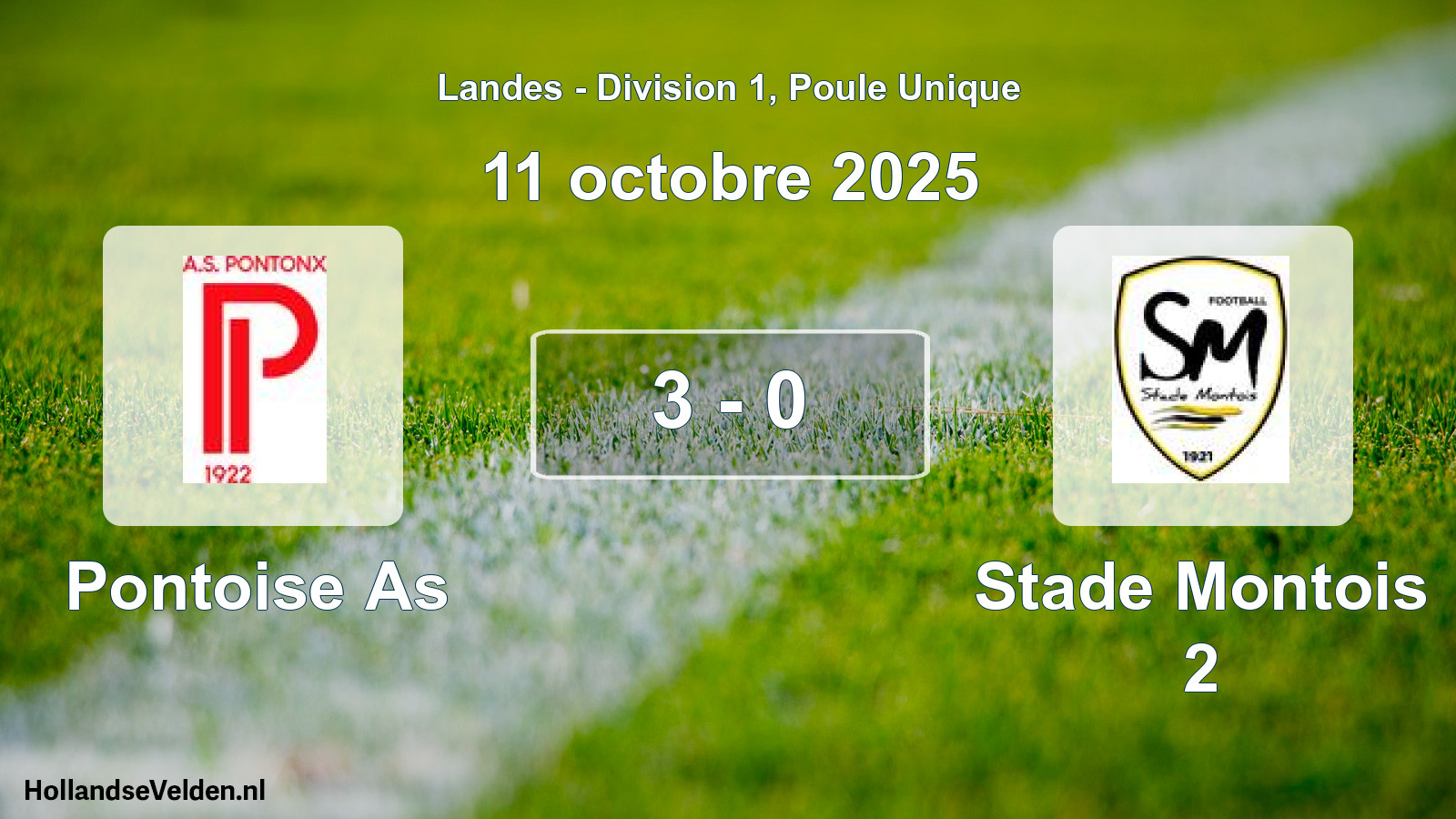 Match joué: Pontoise As - Stade Montois 2 3 - 0 (11 octobre 2025)