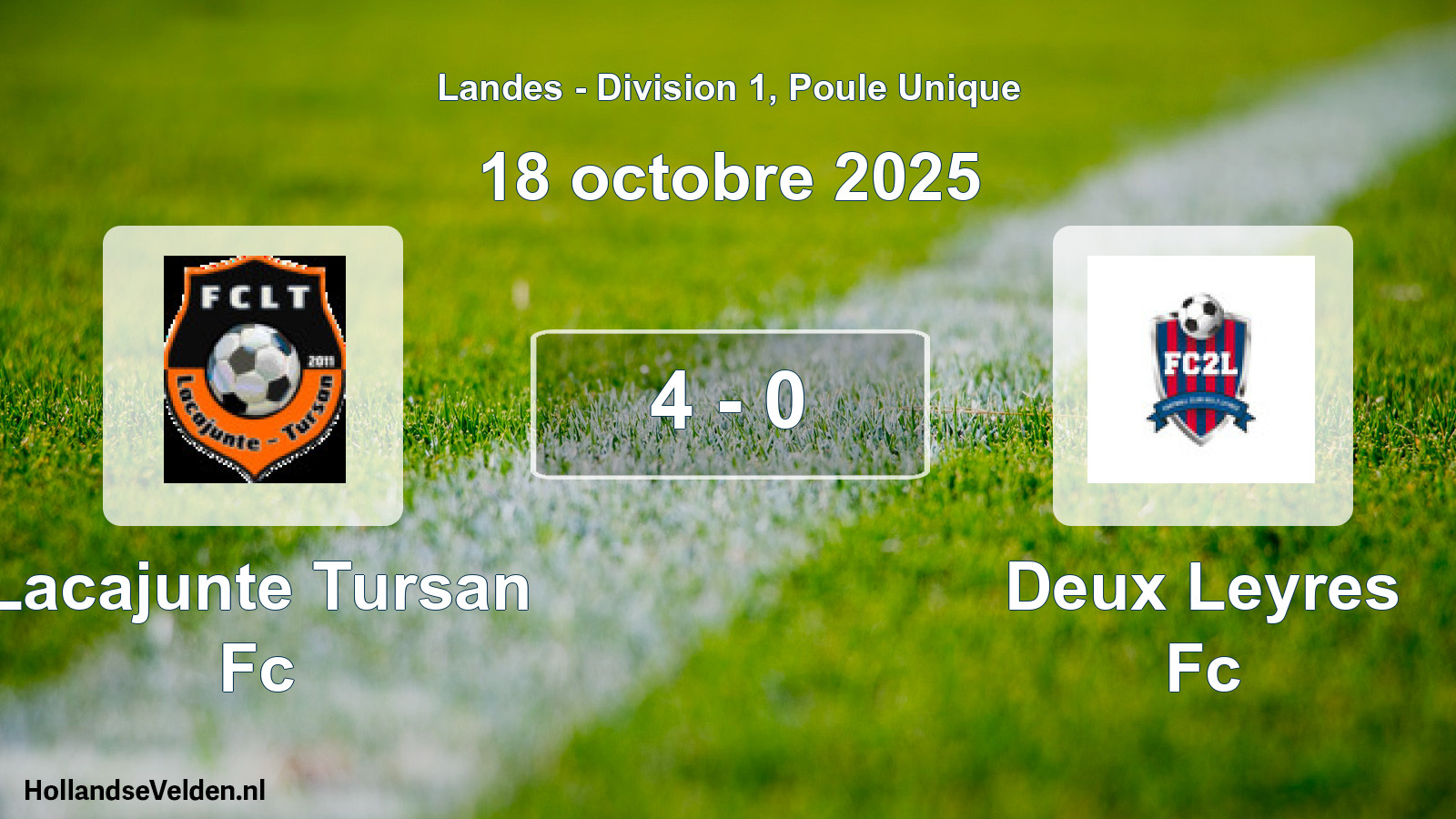 Gespeelde wedstrijd: Lacajunte Tursan Fc - Deux Leyres Fc 4 - 0 (18 oktober 2025)