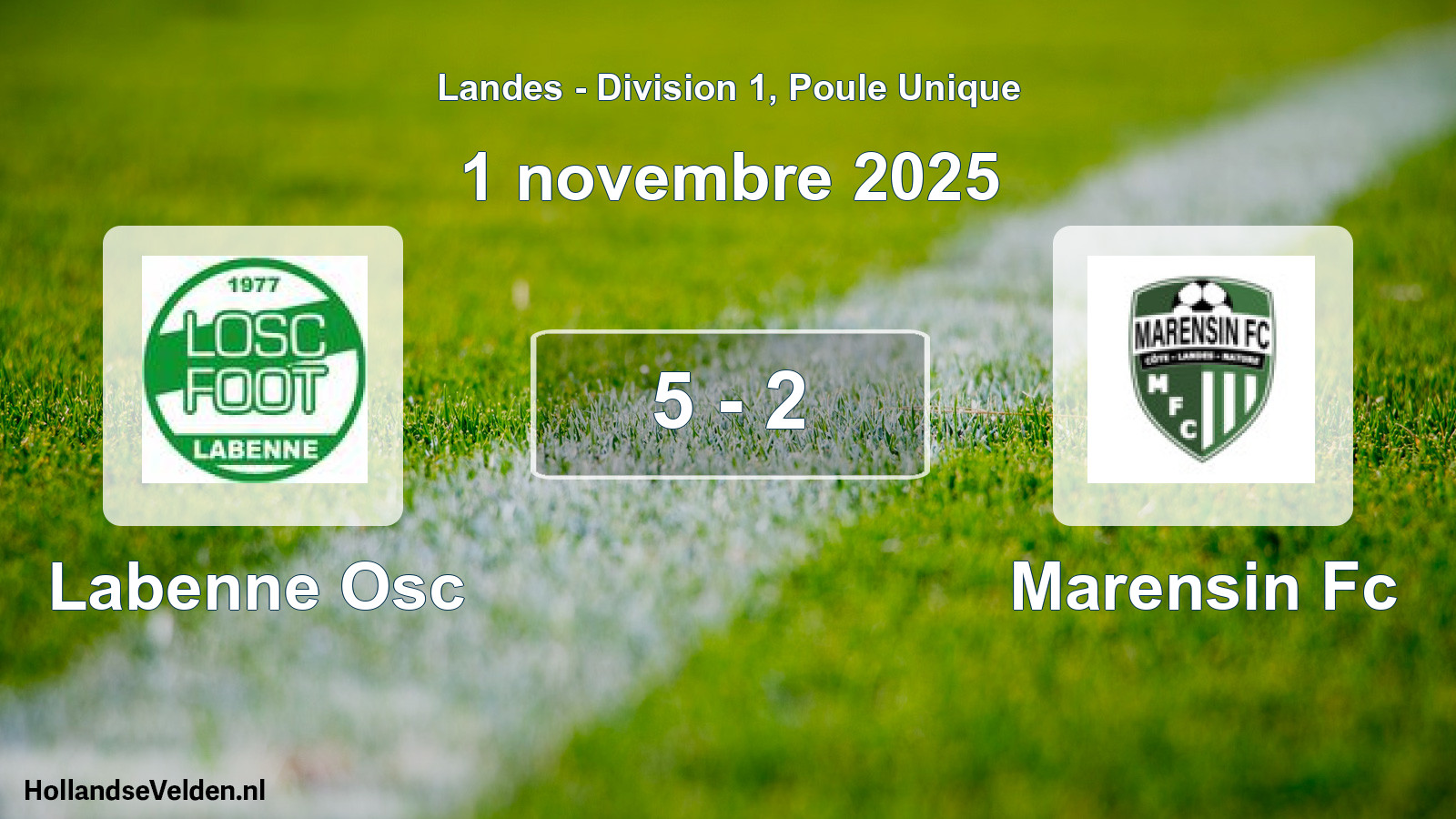 Gespeelde wedstrijd: Labenne Osc - Marensin Fc 5 - 2 (1 november 2025)