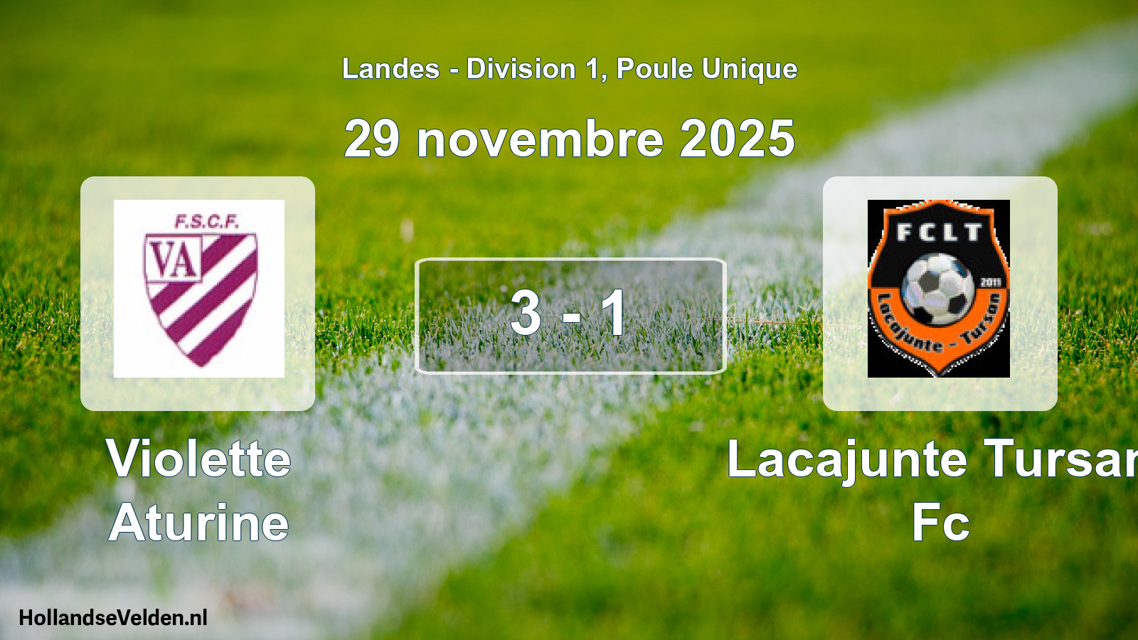 Gespeelde wedstrijd: Violette Aturine - Lacajunte Tursan Fc 3 - 1 (29 november 2025)
