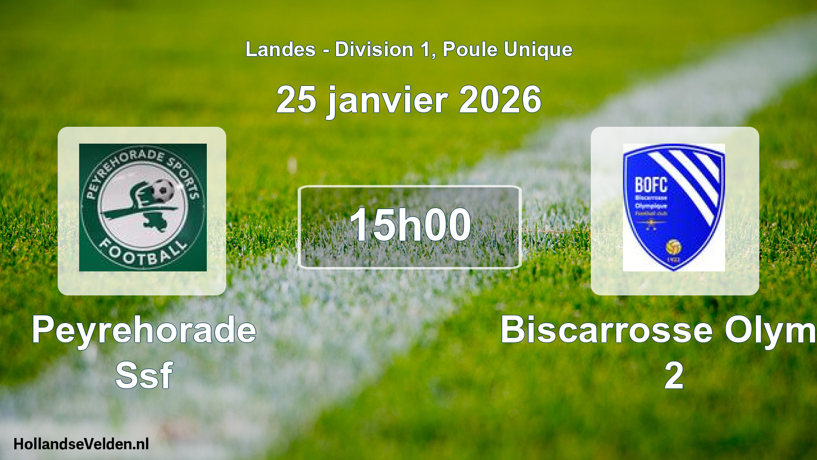 Match programmé: Peyrehorade Ssf - Biscarrosse Olymp. 2 (25 janvier 2026)