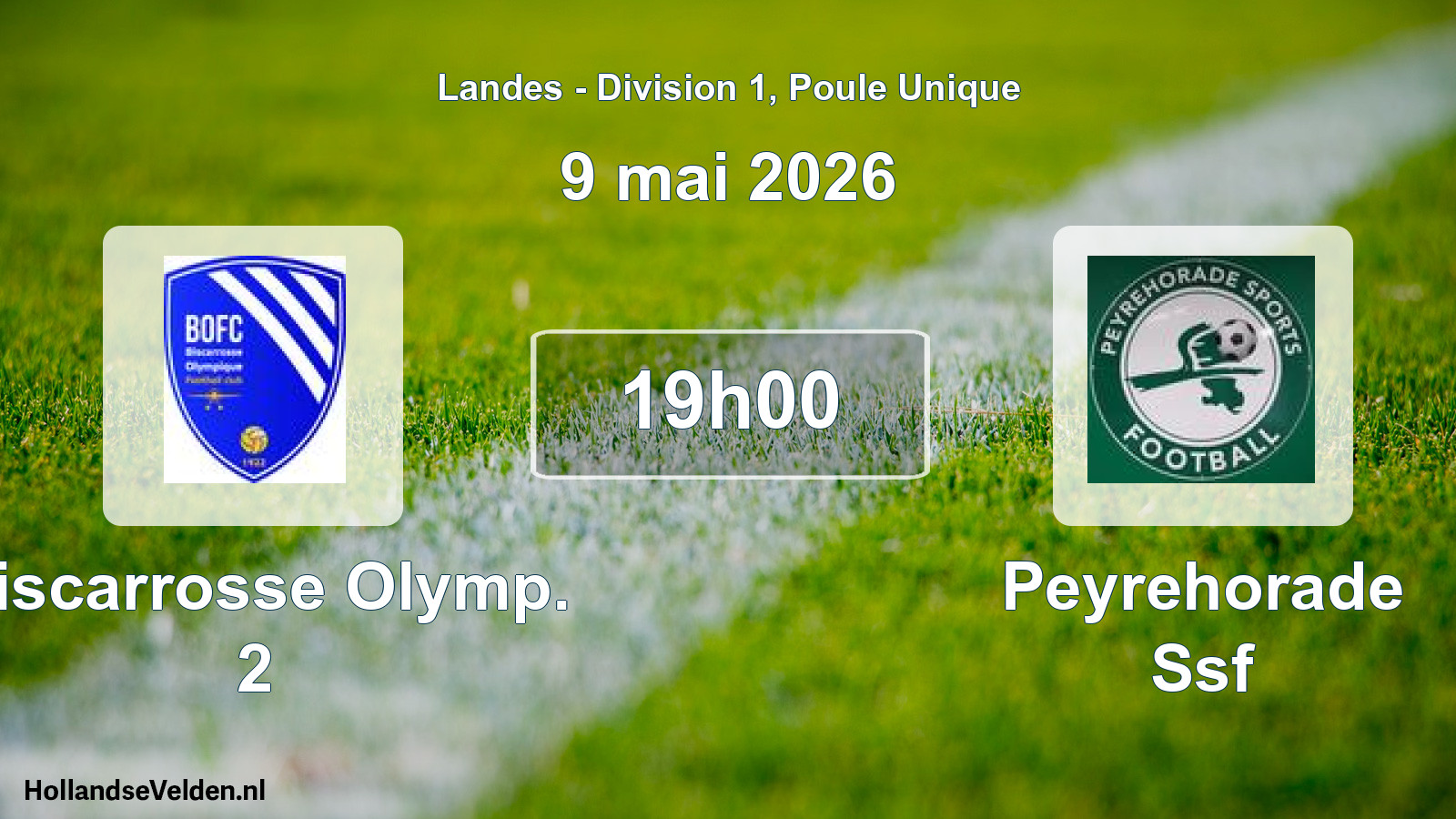 Match programmé: Biscarrosse Olymp. 2 - Peyrehorade Ssf (9 mai 2026)