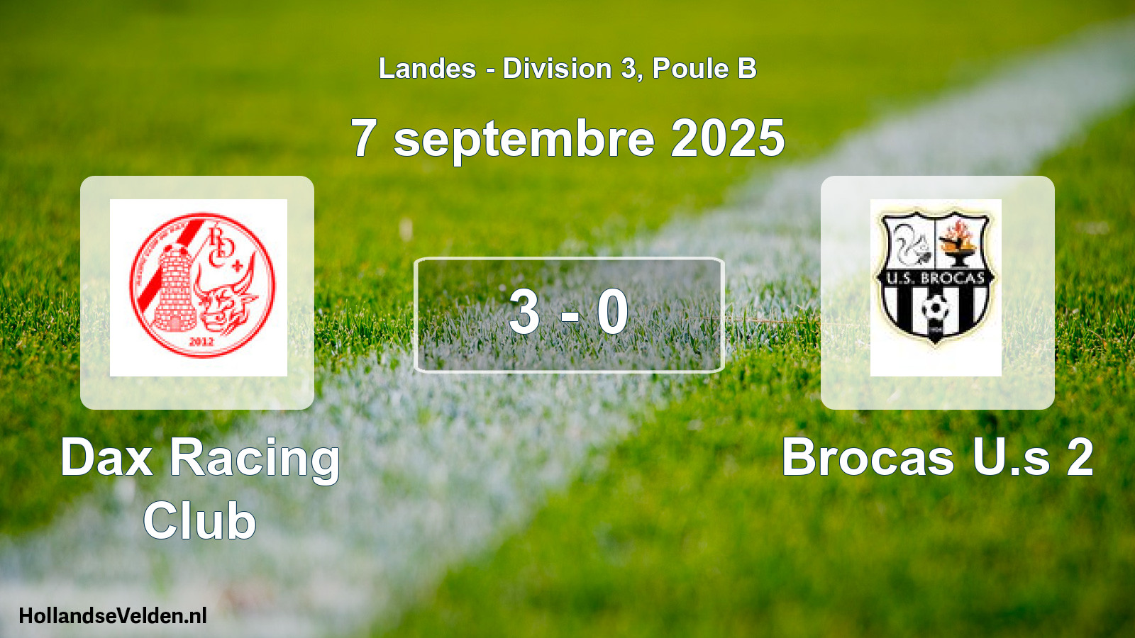 Gespeelde wedstrijd: Dax Racing Club - Brocas U.s 2 3 - 0 (7 september 2025)