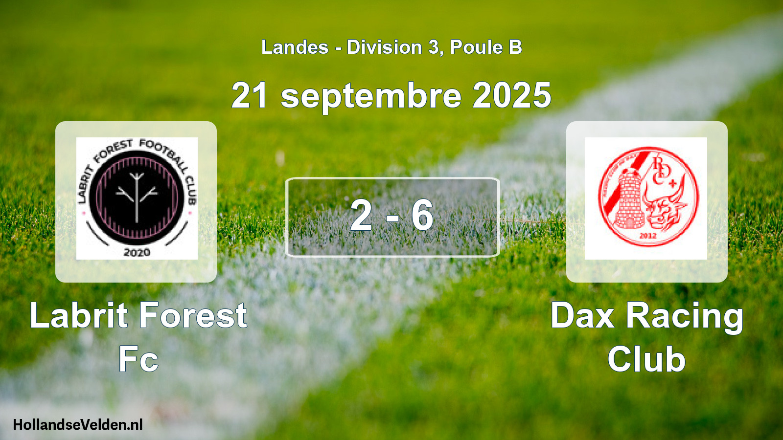 Match joué: Labrit Forest Fc - Dax Racing Club 2 - 6 (21 septembre 2025)