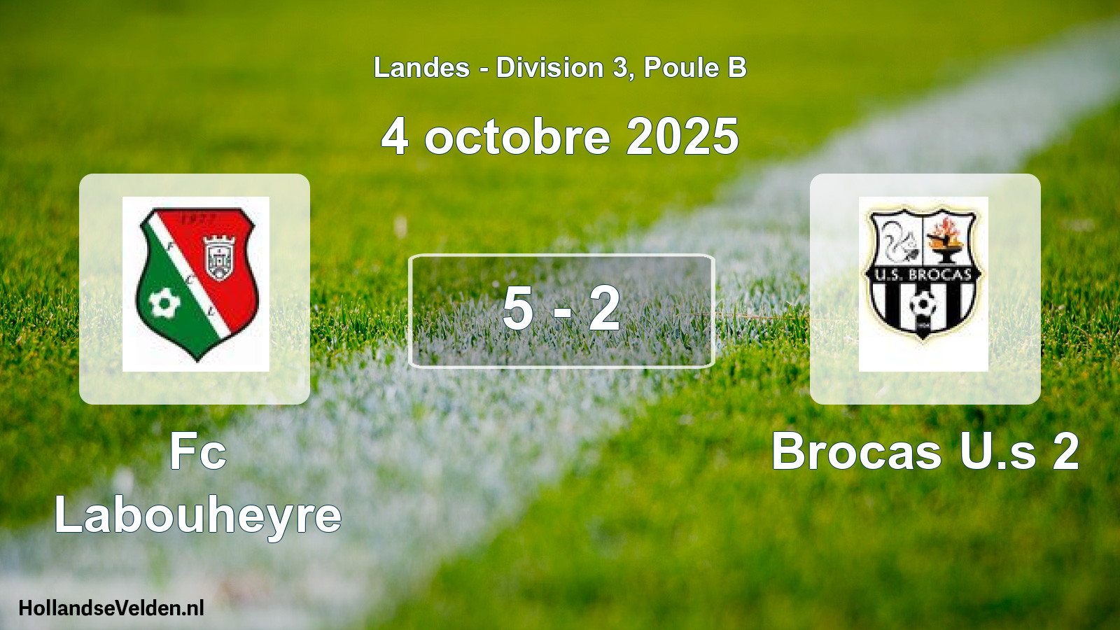 Gespeelde wedstrijd: Fc Labouheyre - Brocas U.s 2 5 - 2 (4 oktober 2025)