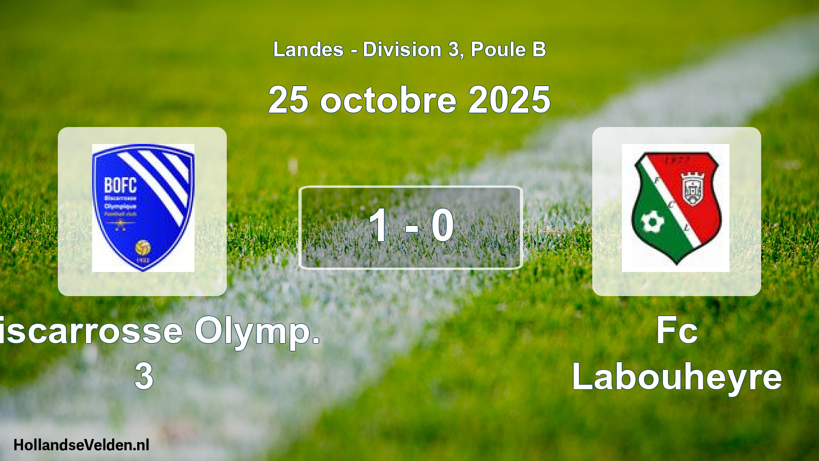 Gespeelde wedstrijd: Biscarrosse Olymp. 3 - Fc Labouheyre 1 - 0 (25 oktober 2025)