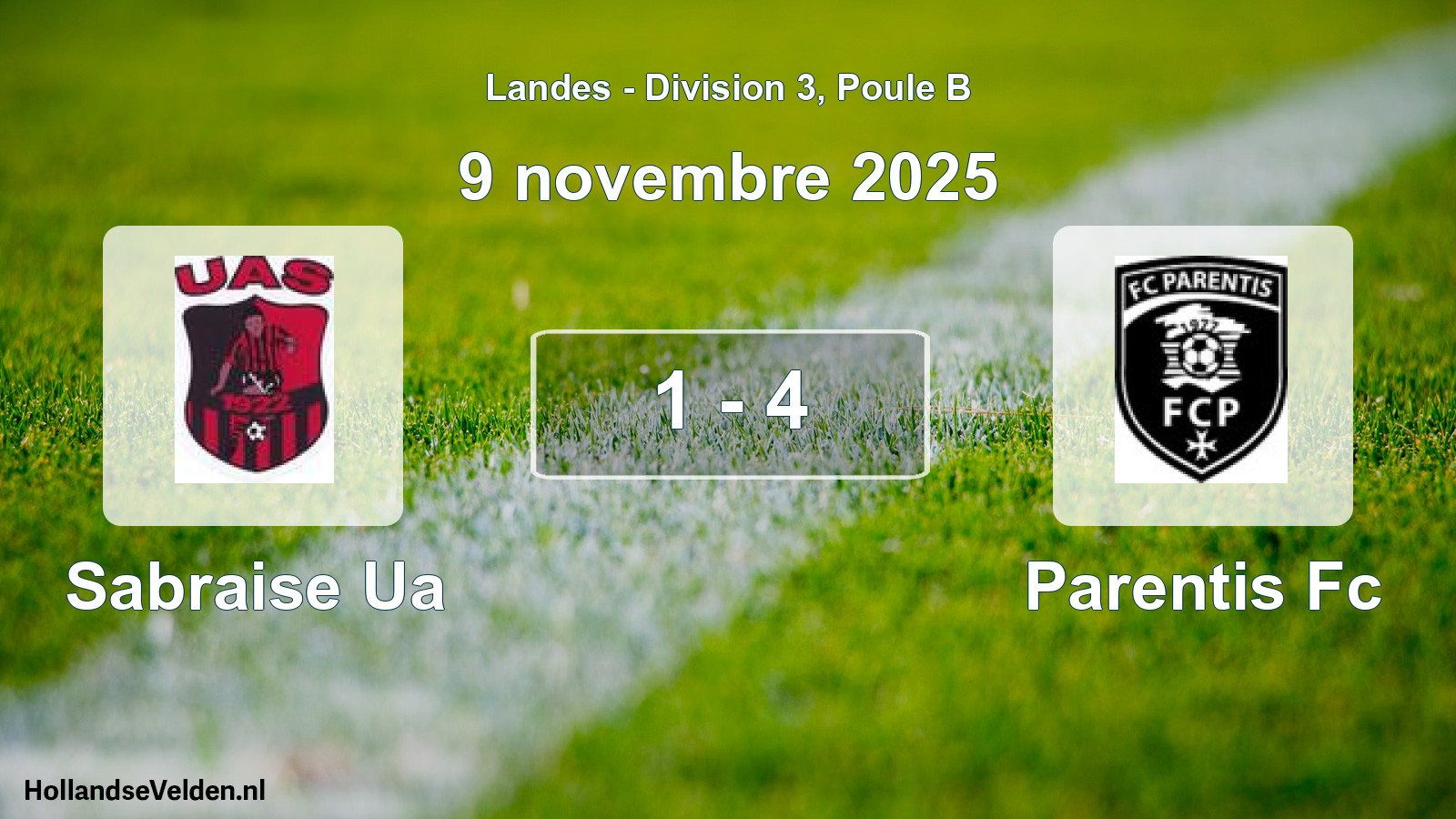 Total number of matches played: Sabraise Ua - Parentis Fc 1 - 4 (9 November 2025)