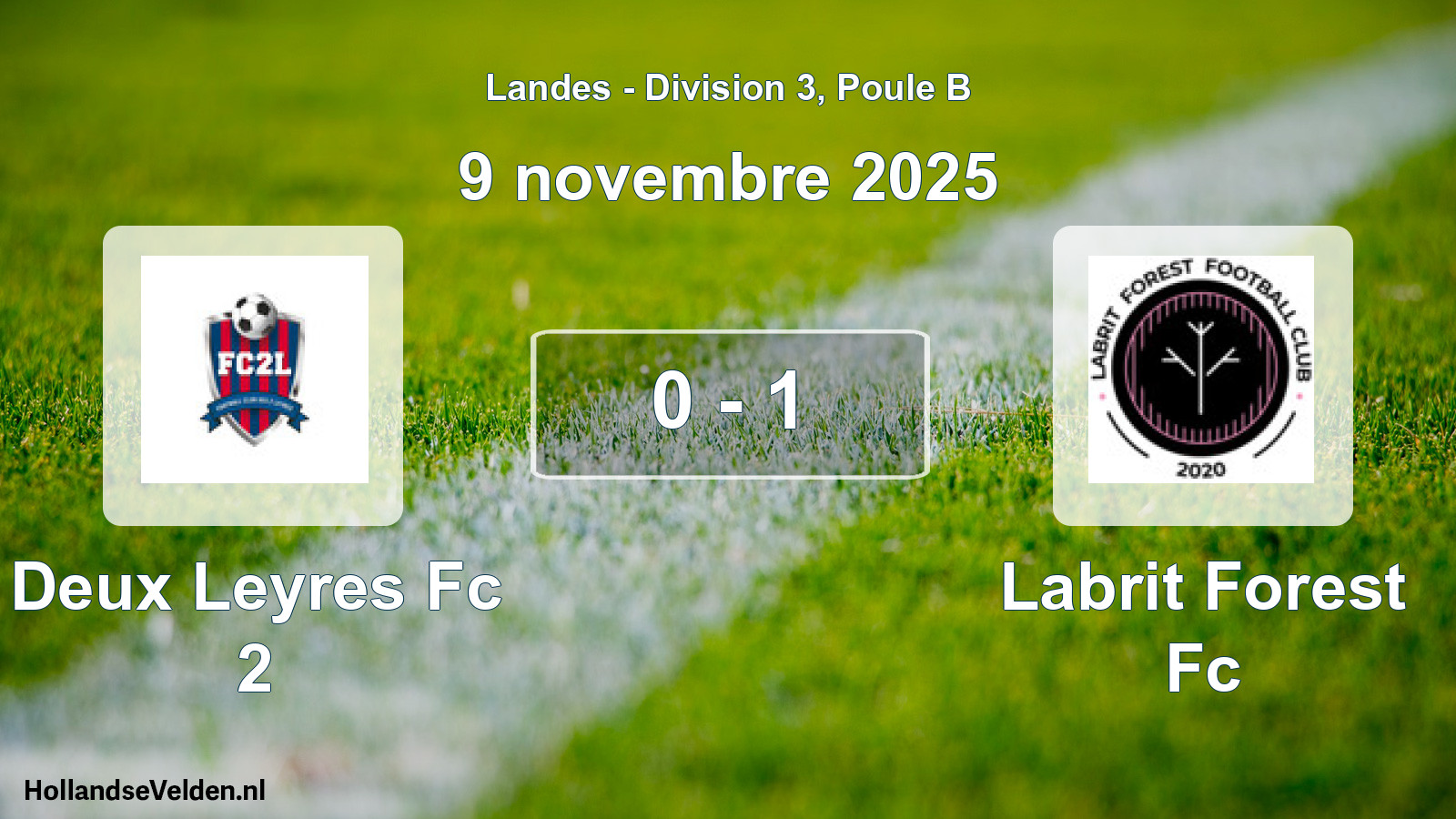Gespeelde wedstrijd: Deux Leyres Fc 2 - Labrit Forest Fc 0 - 1 (9 november 2025)
