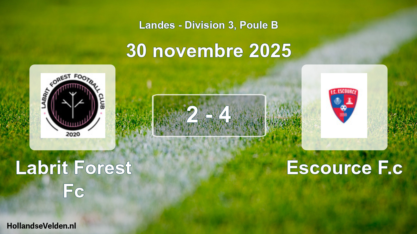 Total number of matches played: Labrit Forest Fc - Escource F.c 2 - 4 (30 November 2025)