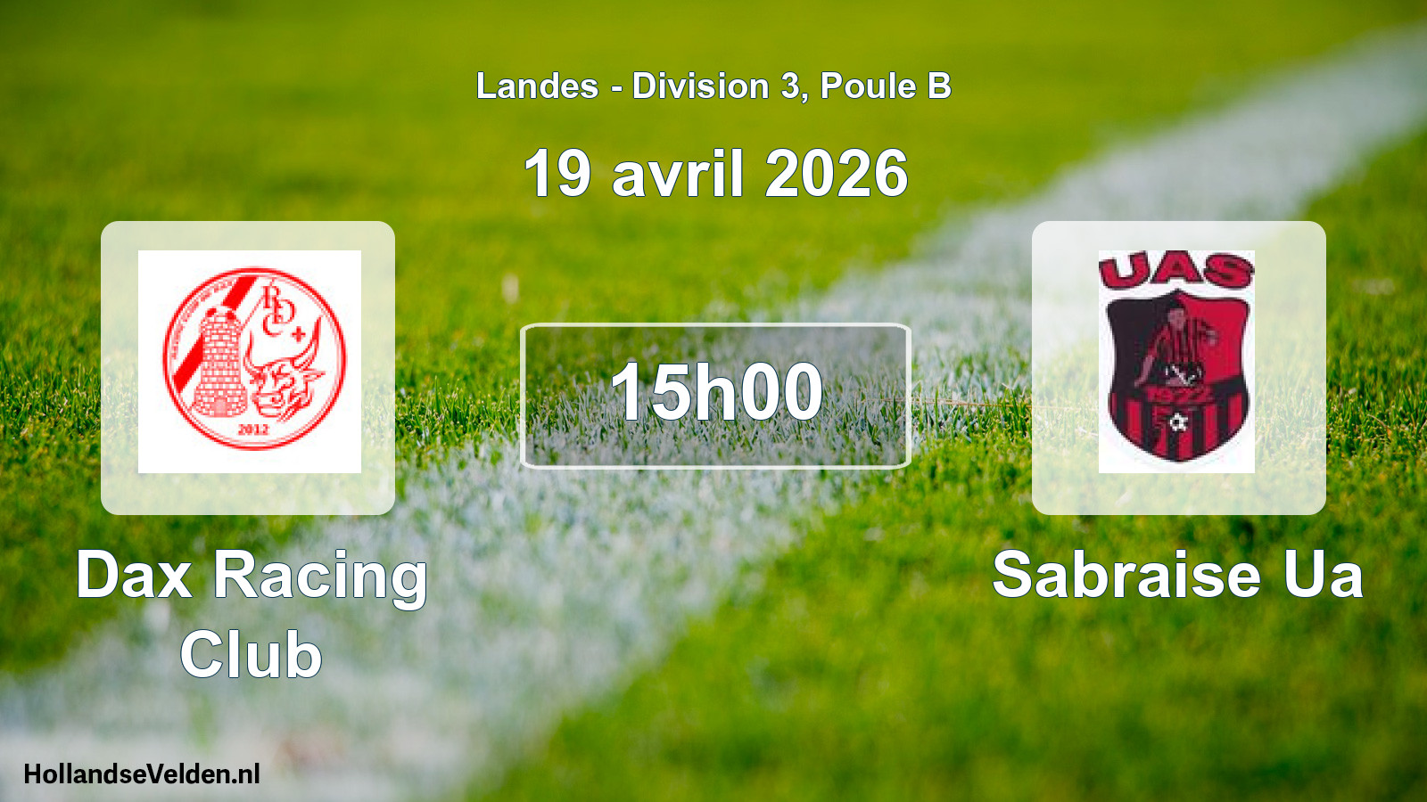 Geplande wedstrijd: Dax Racing Club - Sabraise Ua (19 april 2026)