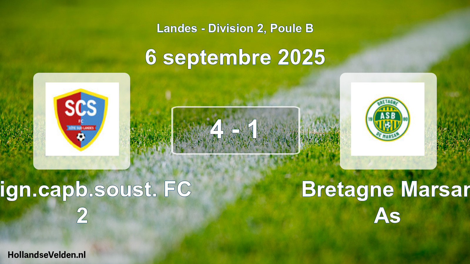 Gespeelde wedstrijd: Seign.capb.soust. FC 2 - Bretagne Marsan As 4 - 1 (6 september 2025)