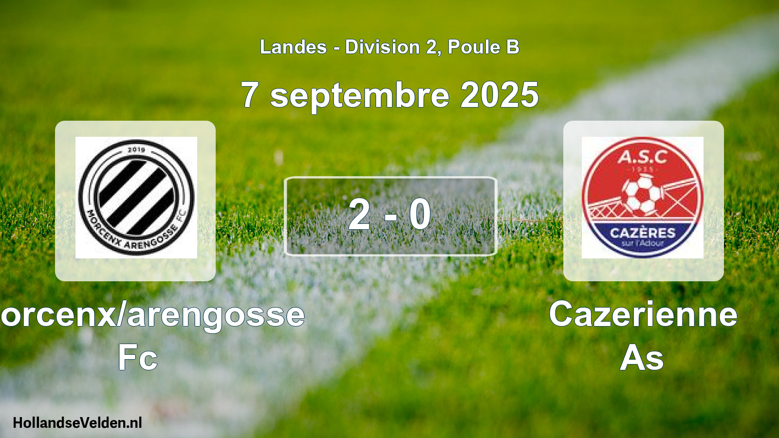 Gespeelde wedstrijd: Morcenx/arengosse Fc - Cazerienne As 2 - 0 (7 september 2025)