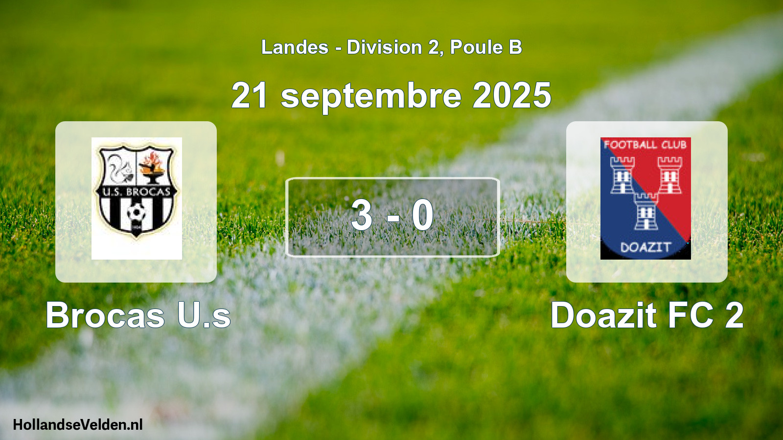 Gespeelde wedstrijd: Brocas U.s - Doazit FC 2 3 - 0 (21 september 2025)